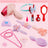 Toddler Makeup Table with Mirror and Chair Kids Vanity Set with Blowdryer for 3+