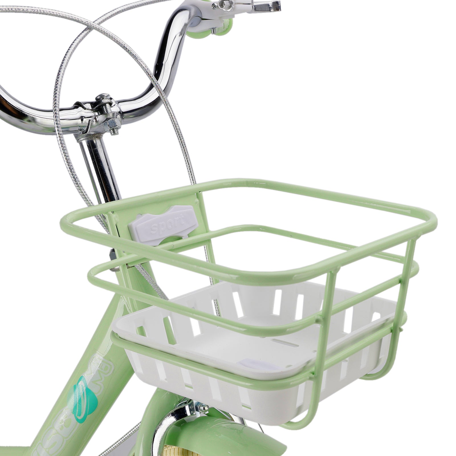 18" Child Bicycle Girls Bike with auxiliary wheels & Rack & Basket Green