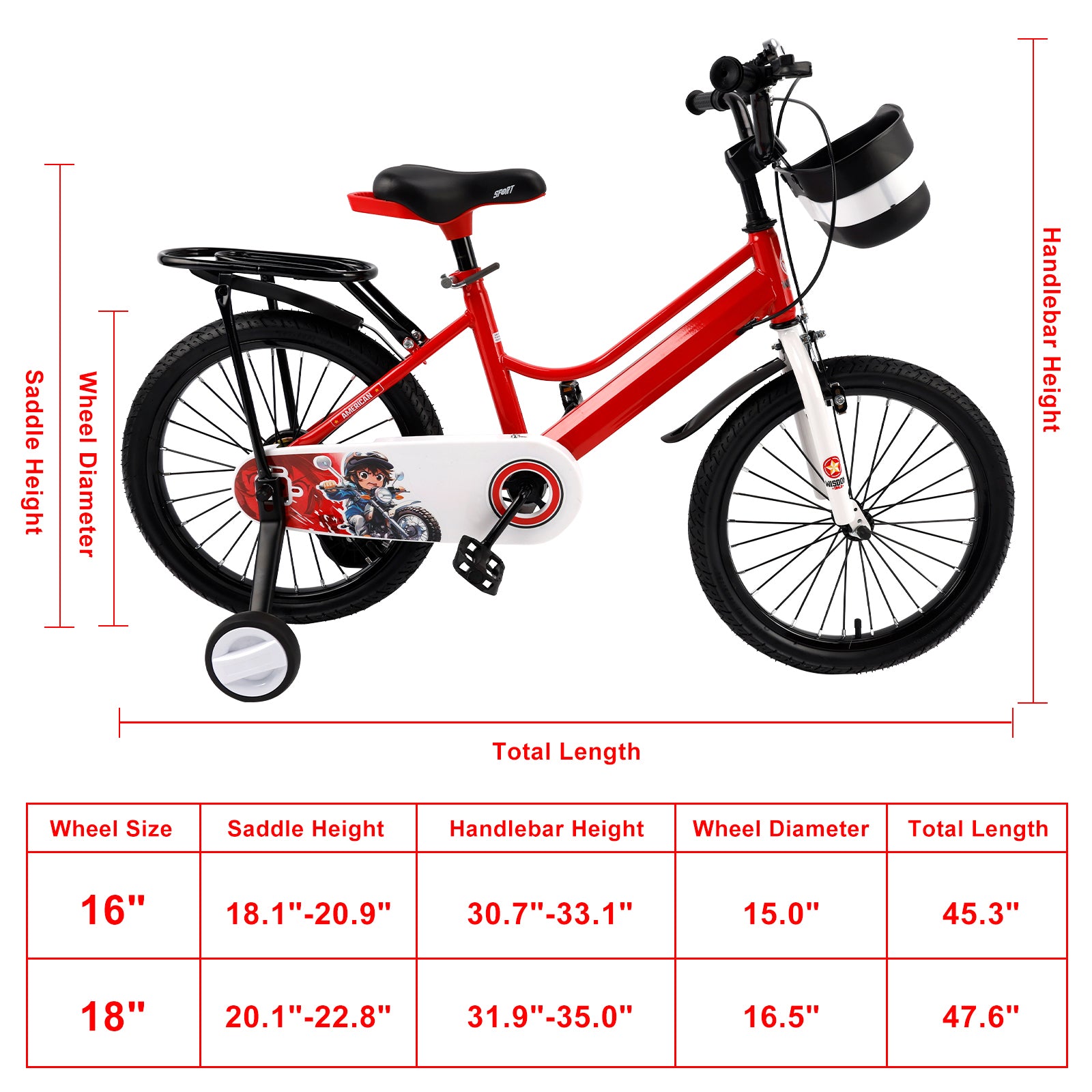 16" Kids Bike for Boys and Girls with auxiliary wheels & Rack Dark Blue