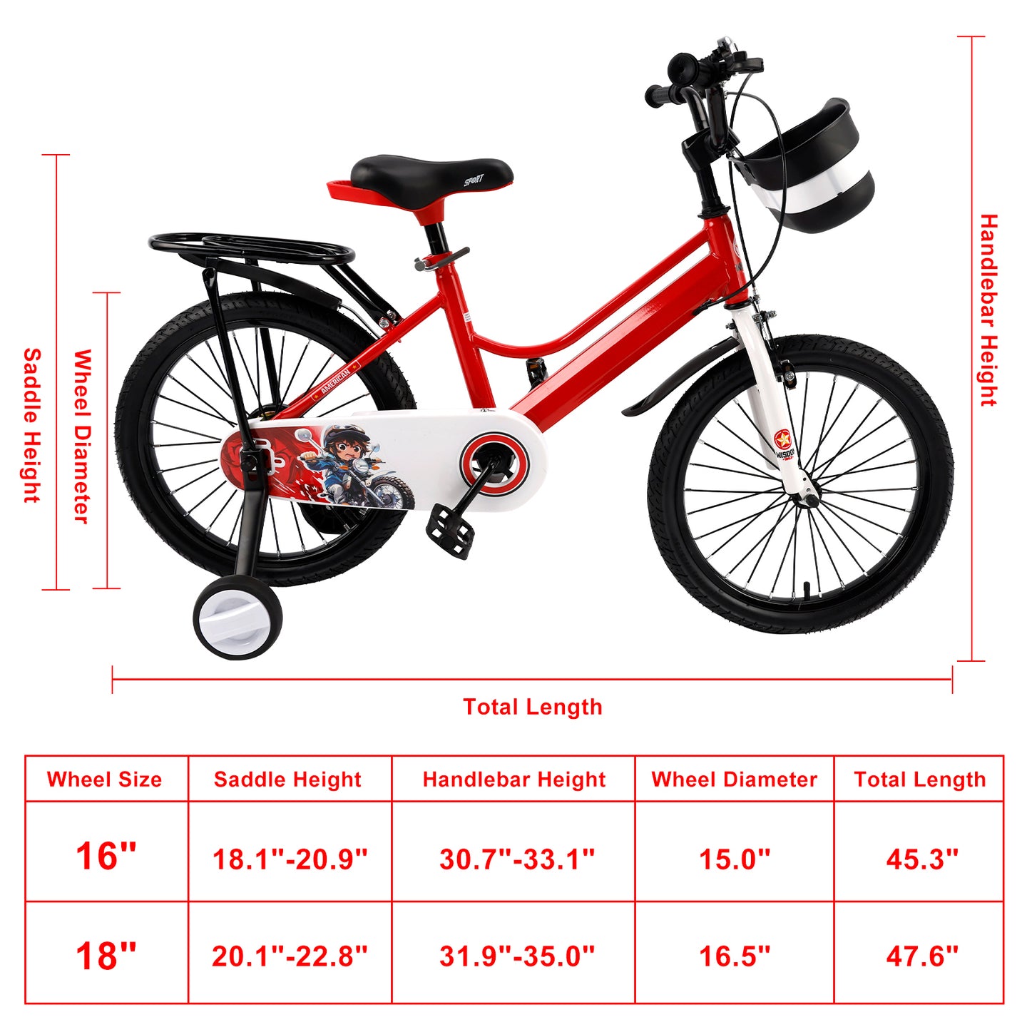 16" Kids Bike for Boys and Girls with auxiliary wheels & Rack Dark Blue