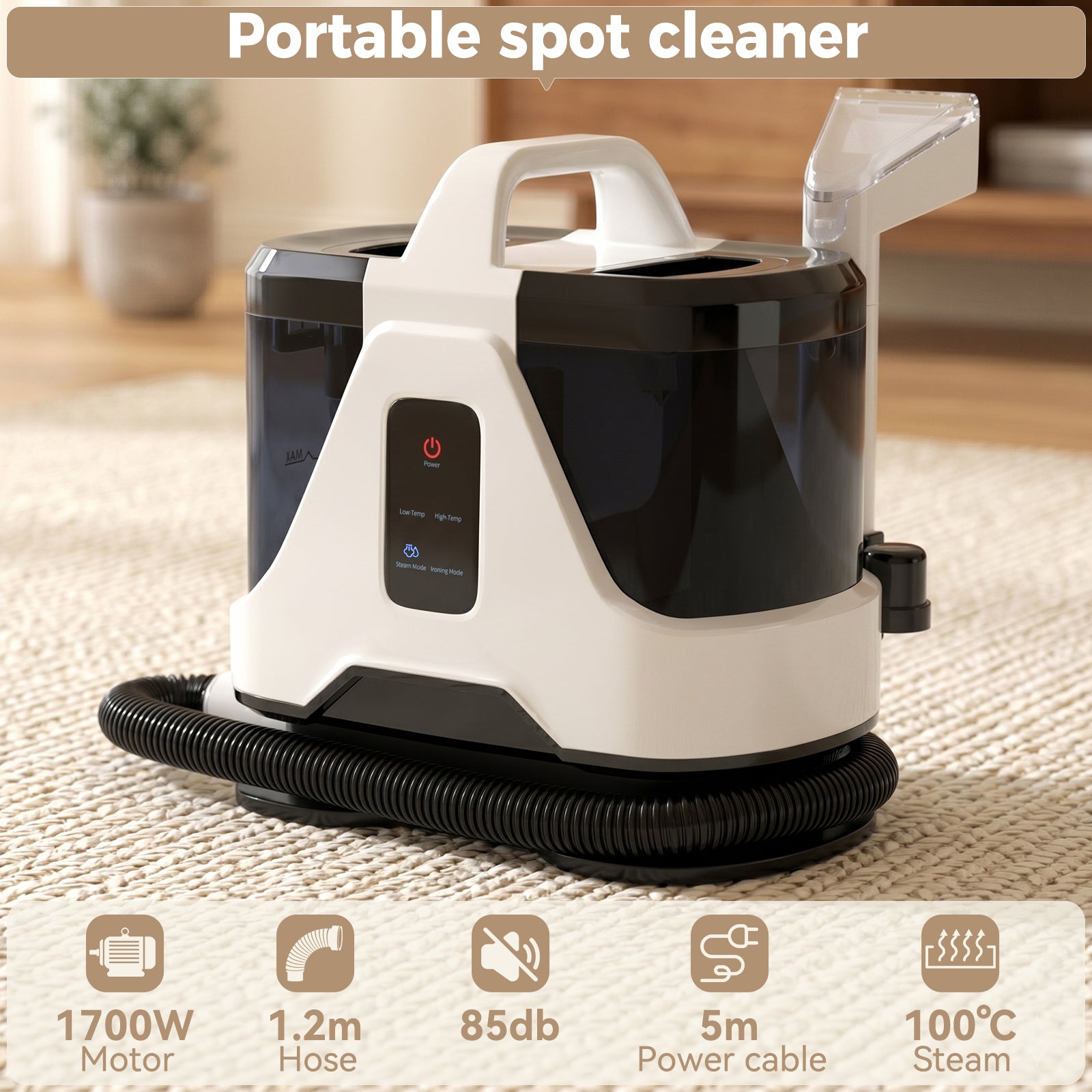 1700W High Power Steam Cleaner Portable Carpet and Upholstery Stain Remover