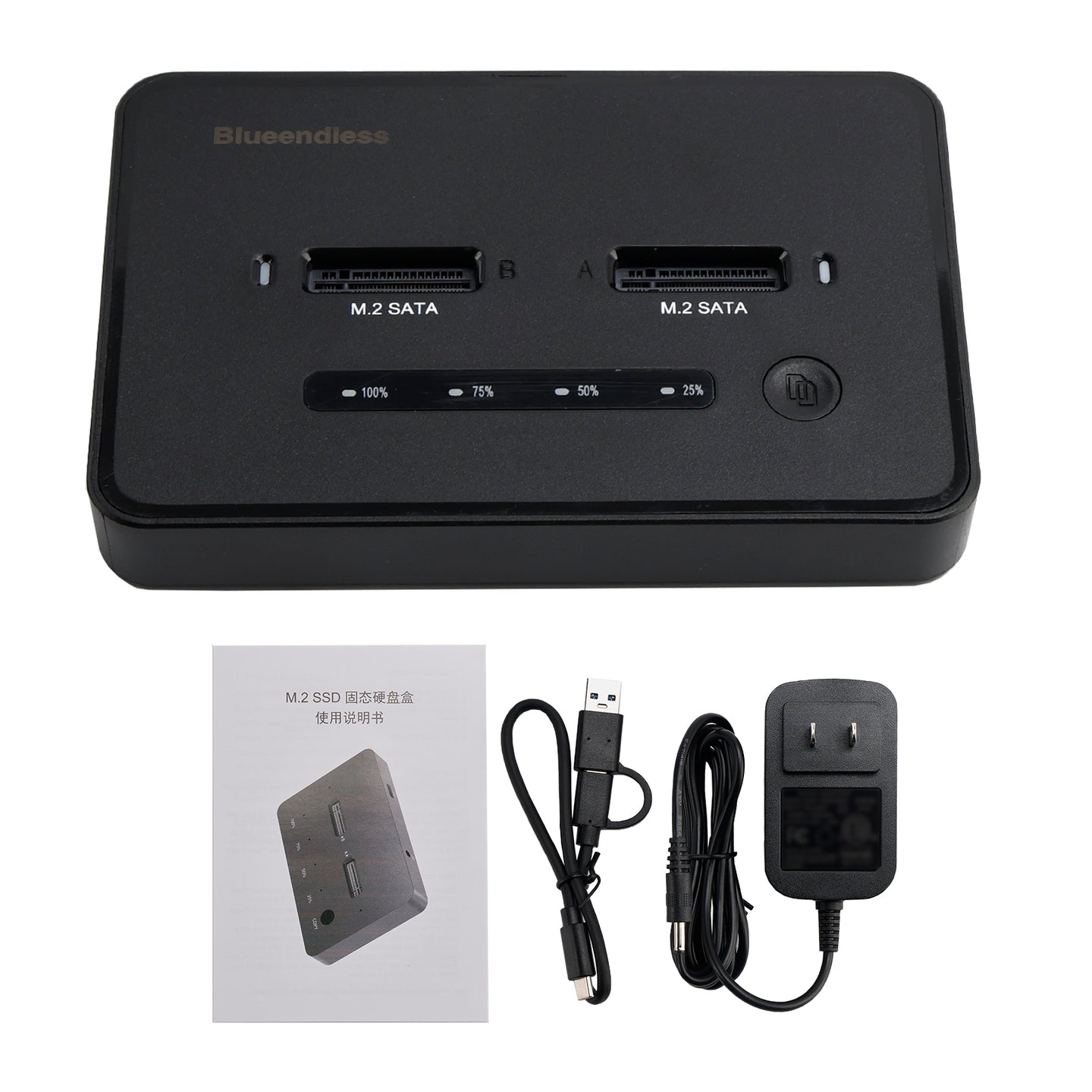 SATA Docking Station Duplicator SSD M.2 SATA+SATA Solid State Drive Enclosure