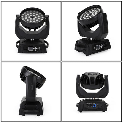 2Pcs 36 x 10W RGBW 4in1 LED Zoom Moving Head 360W Wash Stage Light DMX 15CH (Copy)