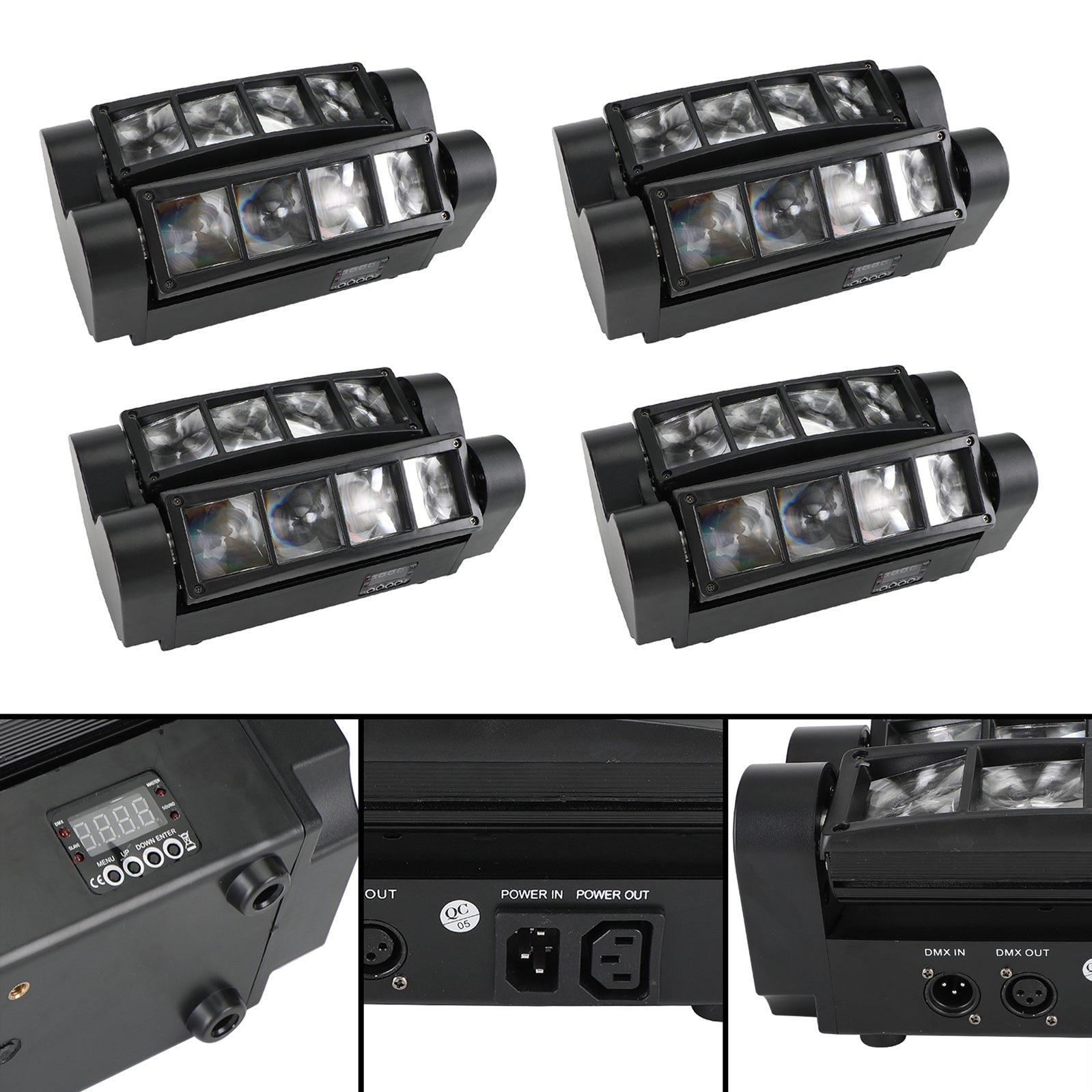 4Pcs 80W 8LED RGBW Spider Moving Head Stage Lighting Beam DMX Party DJ Lighting (Copy)