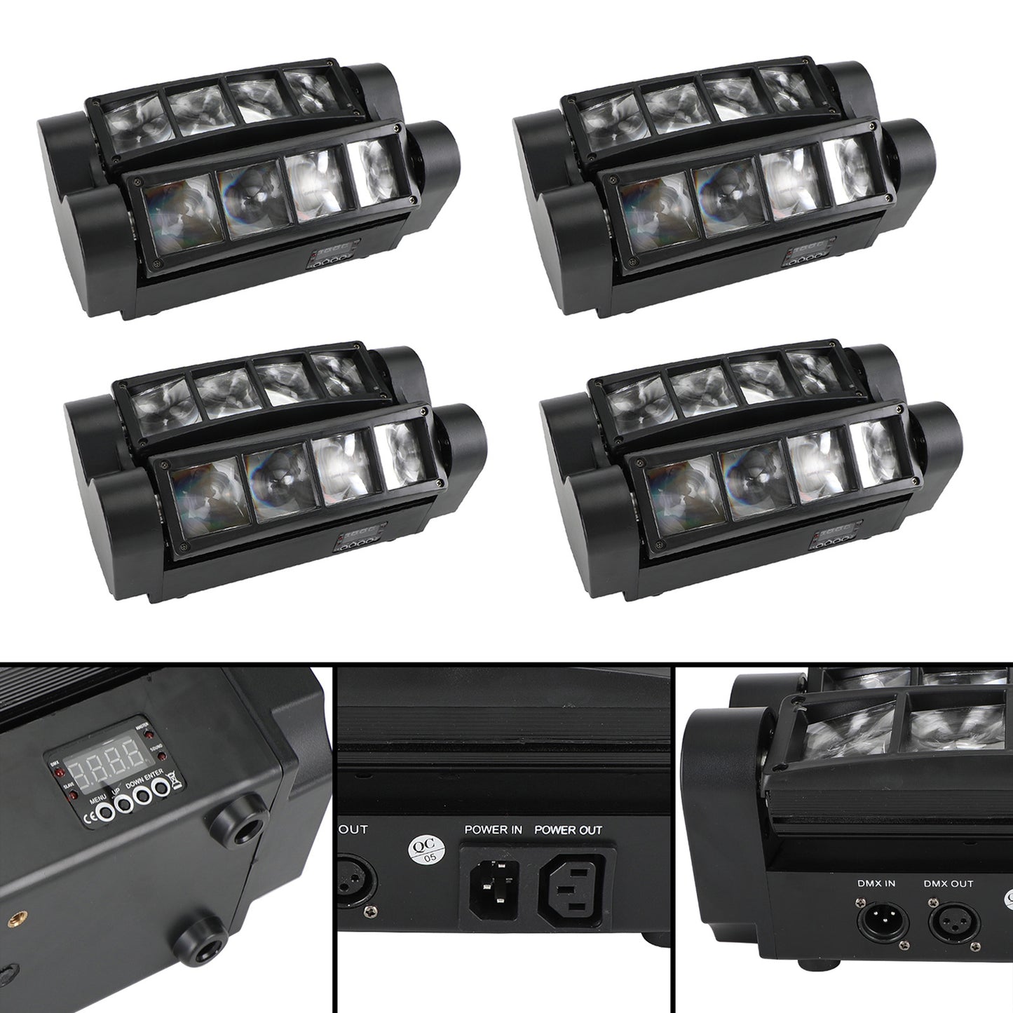 4Pcs 80W 8LED RGBW Spider Moving Head Stage Lighting Beam DMX Party DJ Lighting