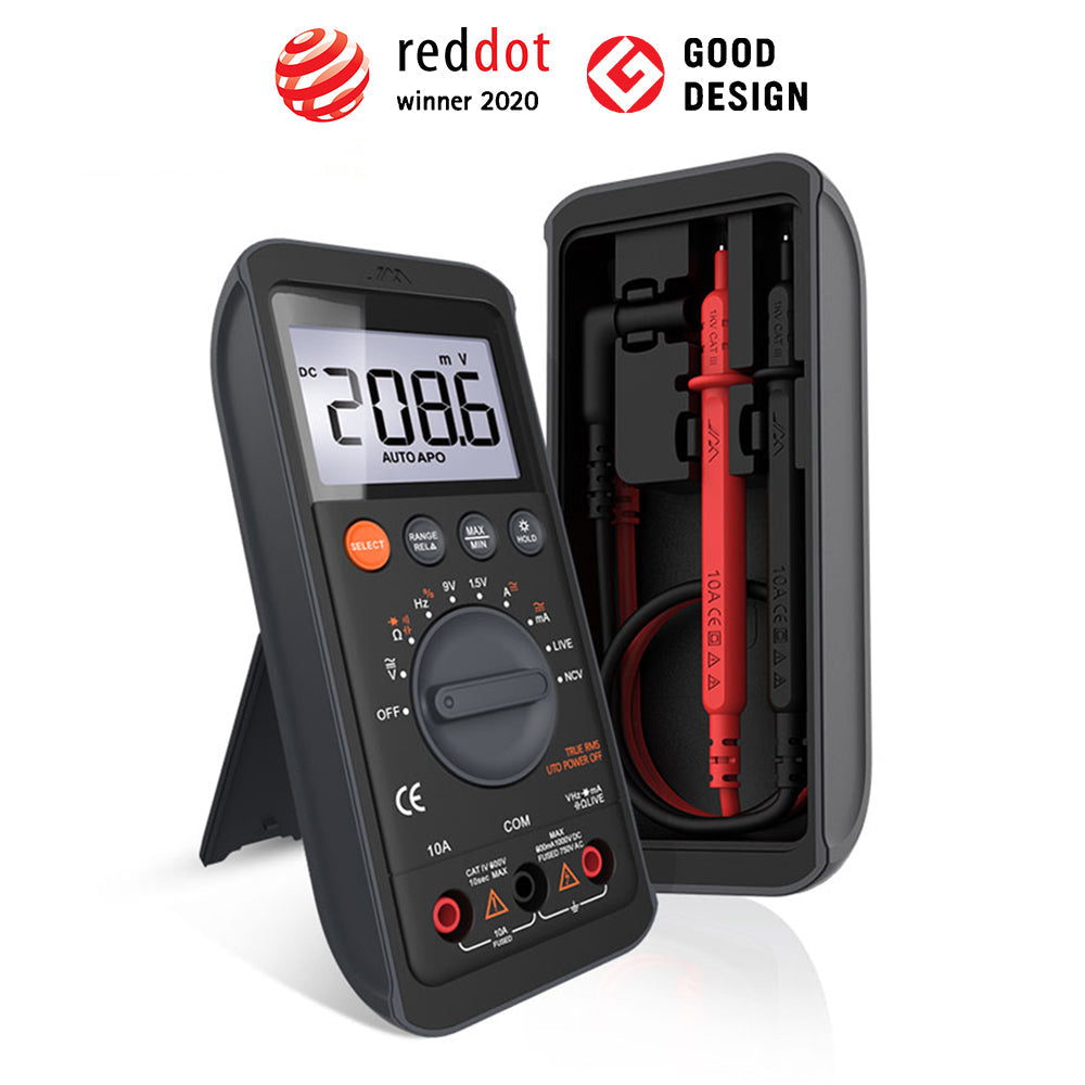 Digital Multimeter with Auto-Ranging & Magnetic Back, Backlit LCD AC/DC Volt Ohm Amp Tester