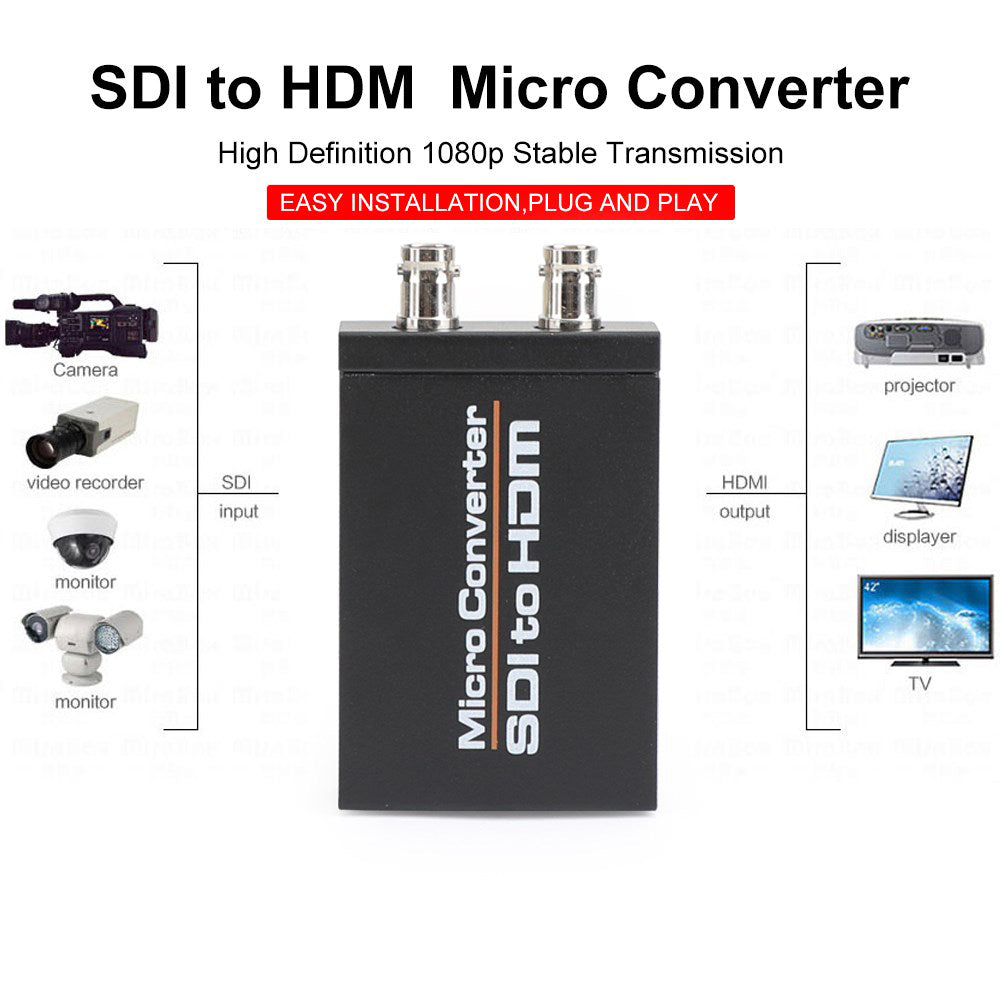 1 port to 2 SDI to HDMI + SDI Mini HD Video Switcher Micro Audio Converter Black