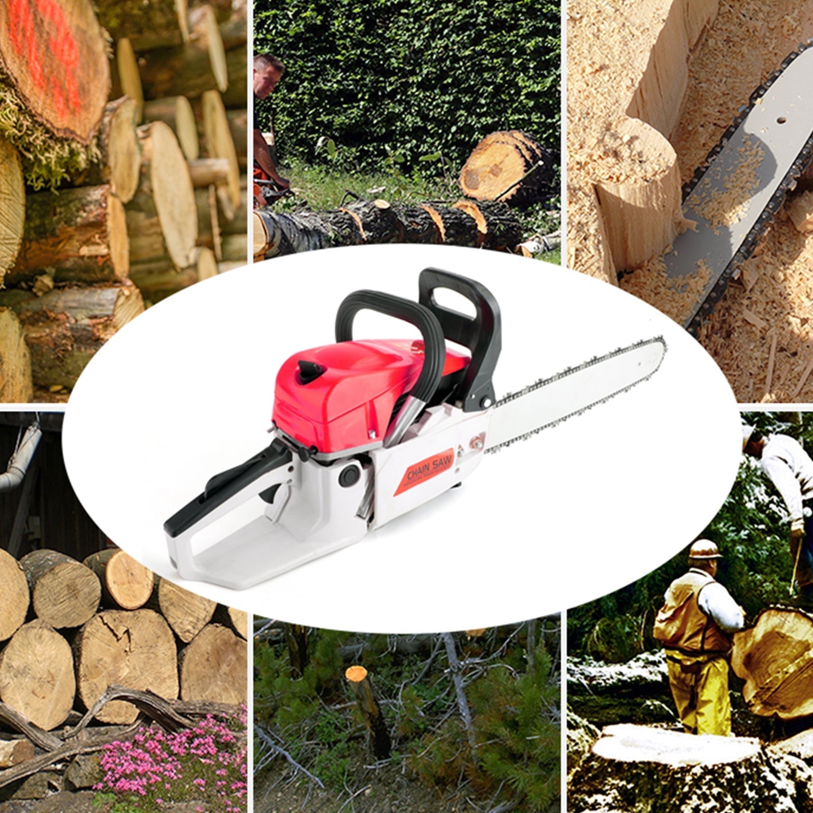 22-Inch 52CC Gas Chainsaw with Aircraft-Grade Aluminum Protection & Anti-Vibration Handle