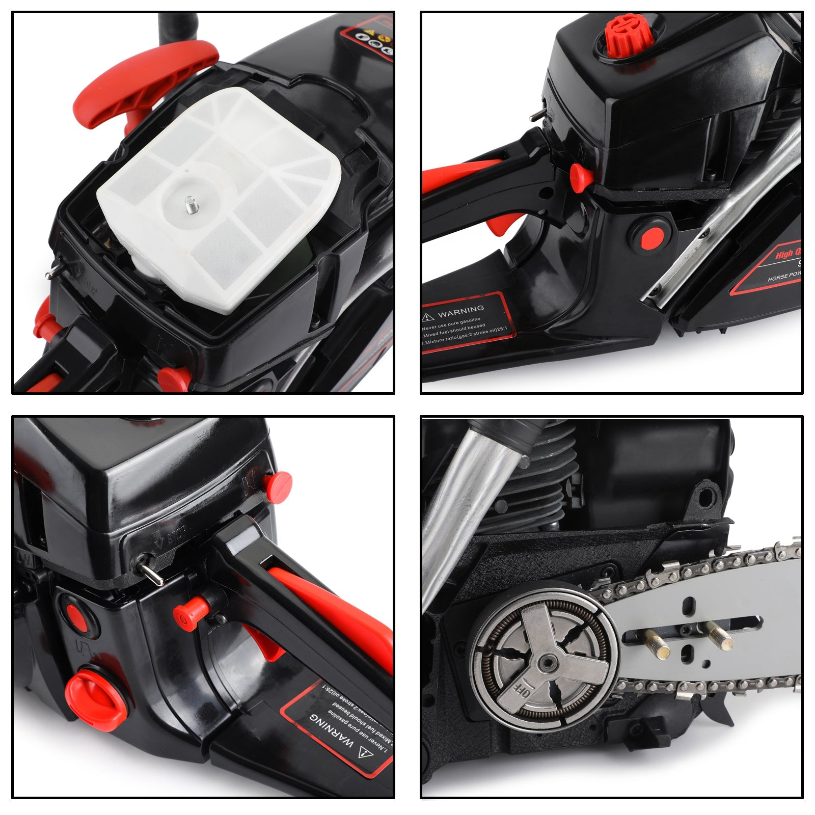 22inch Bar 62cc Chainsaw Powered Engine Gasoline Chain Saw Red & Black
