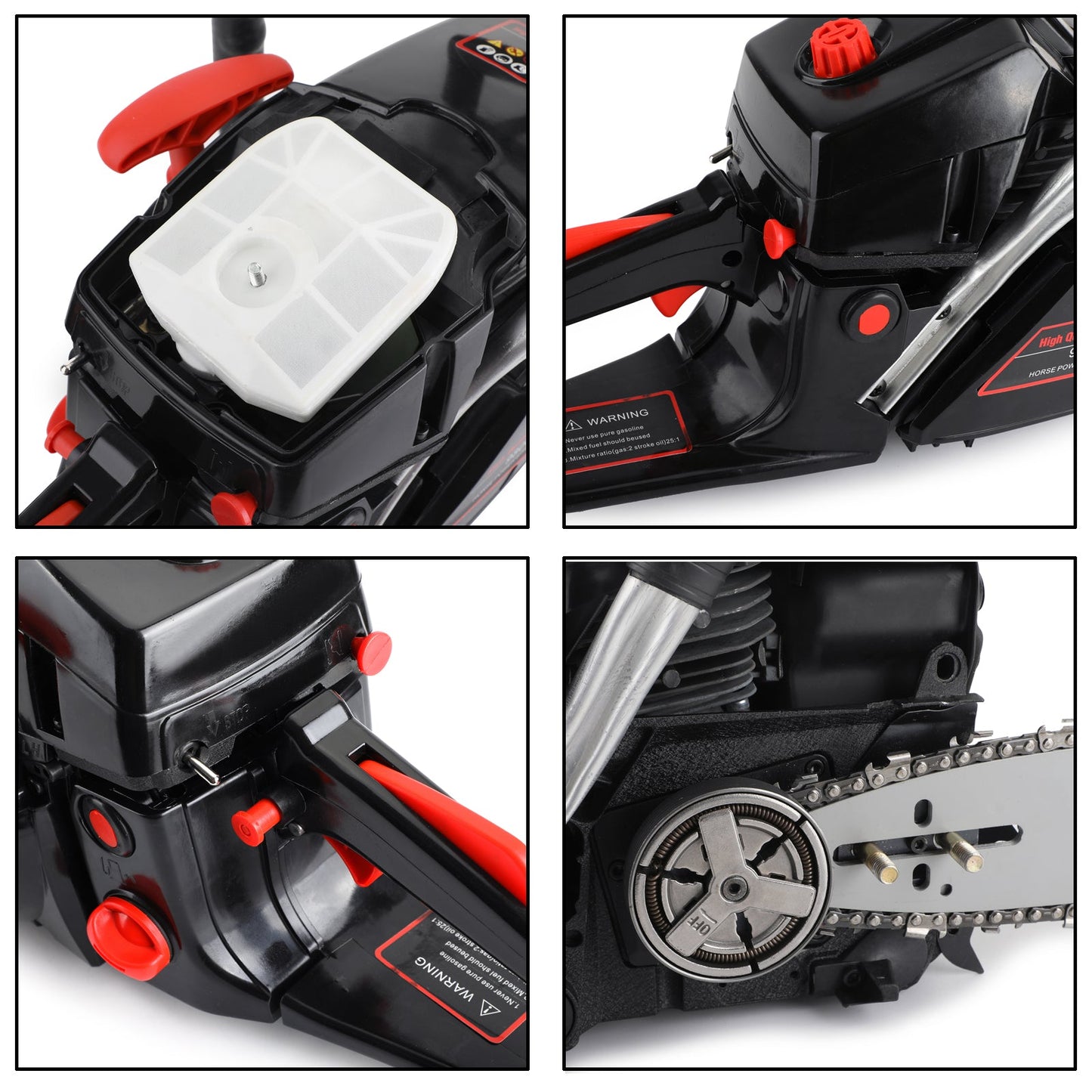 22inch Bar 62cc Chainsaw Powered Engine Gasoline Chain Saw Red & Black