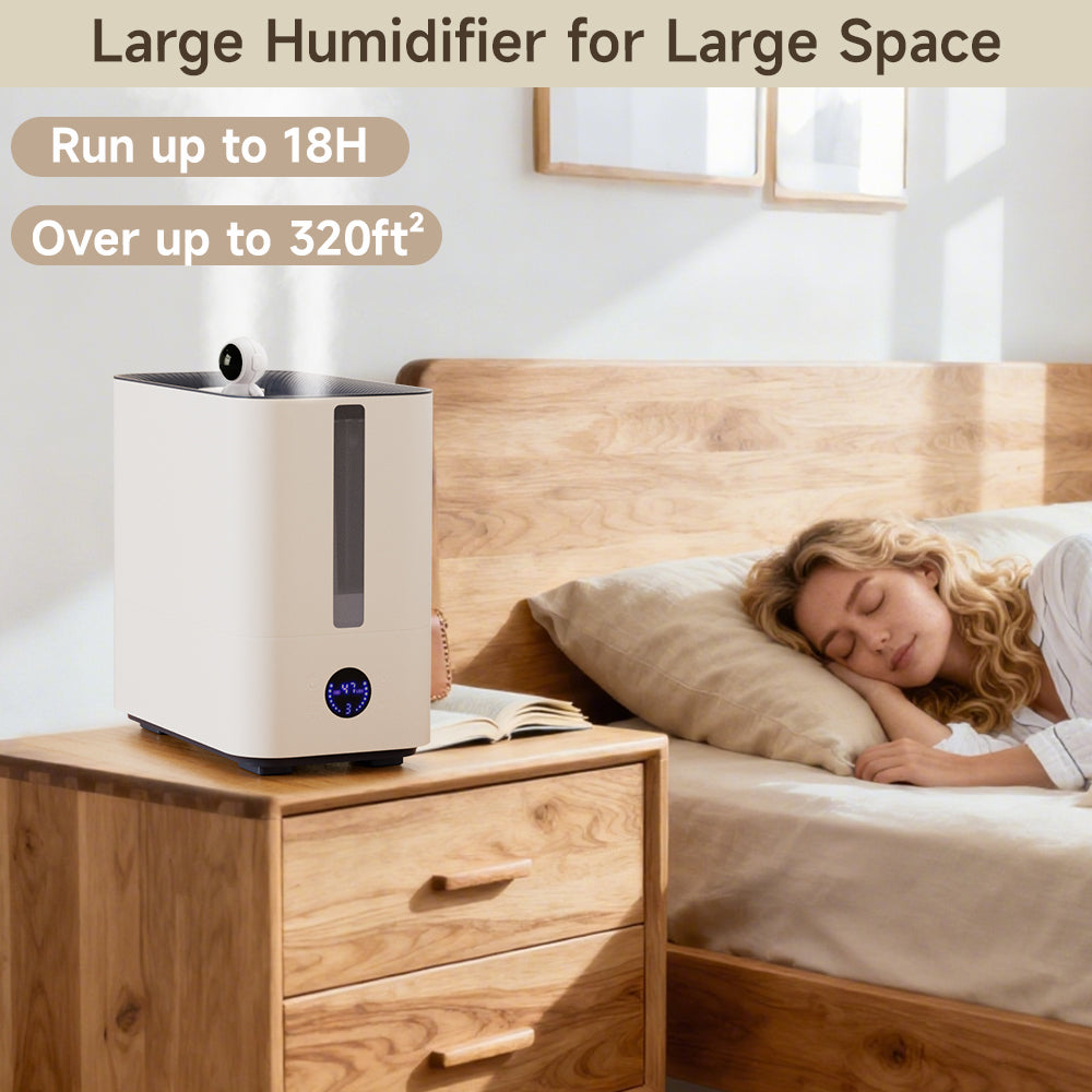 Top-Fill Smart Humidifier - 9.8L Large Capacity, Ultra-Quiet 34dB & Auto Shut-Off