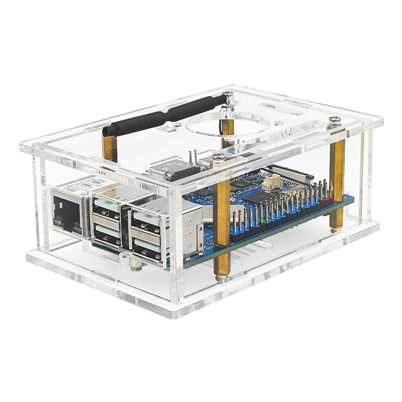 Orange Pi 4A Acrylic Case Orange Pi Transparent Protective Box with Cooling Fan