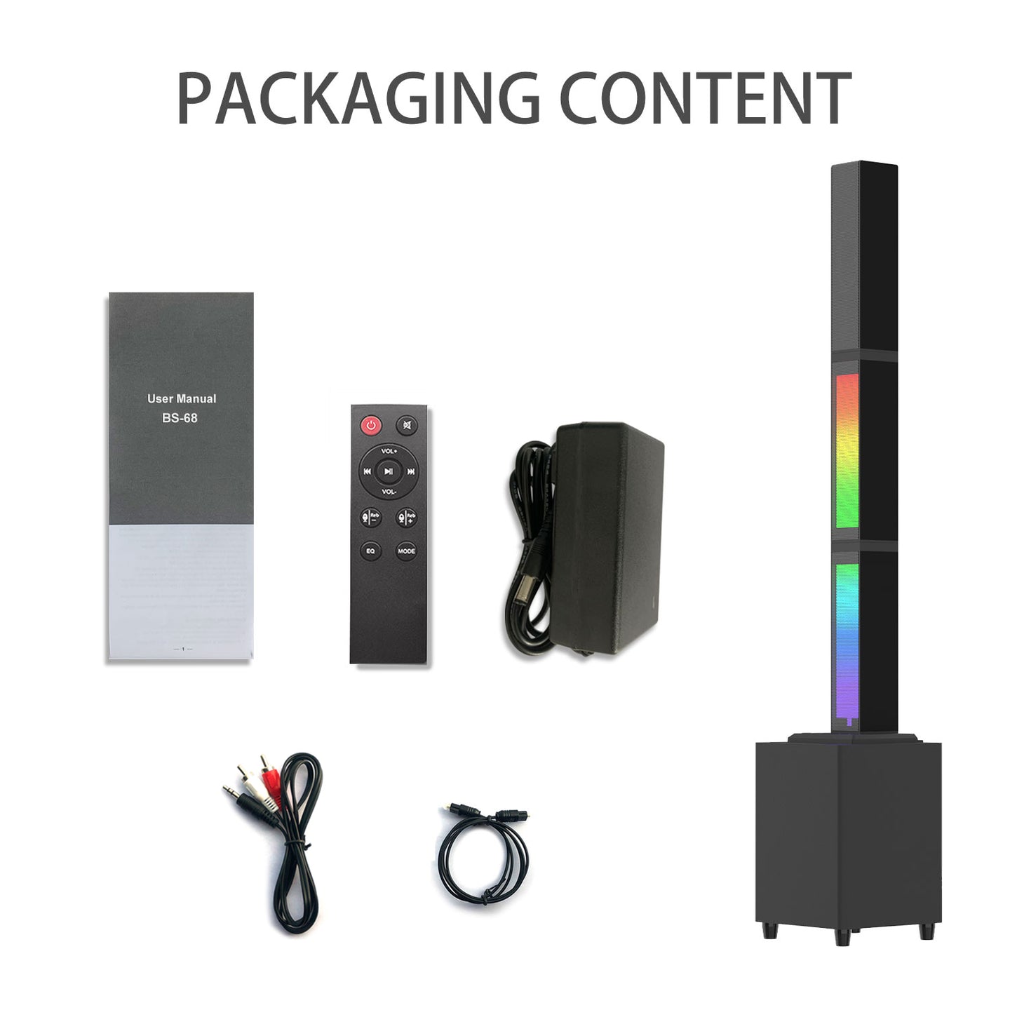 2.1 Channel Bluetooth Speaker System for Home Theater, Detachable Sound Tower with 4" Subwoofer, RGB Lights & Remote for TV, Gaming, Karaoke