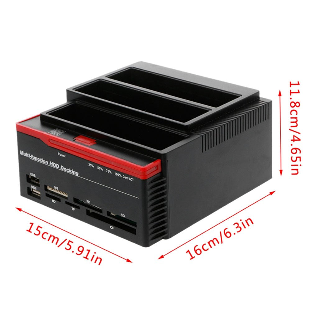Multifunction 2.5 3.5" HDD Docking Station USB 3.0 Clone Hard Drive Card US