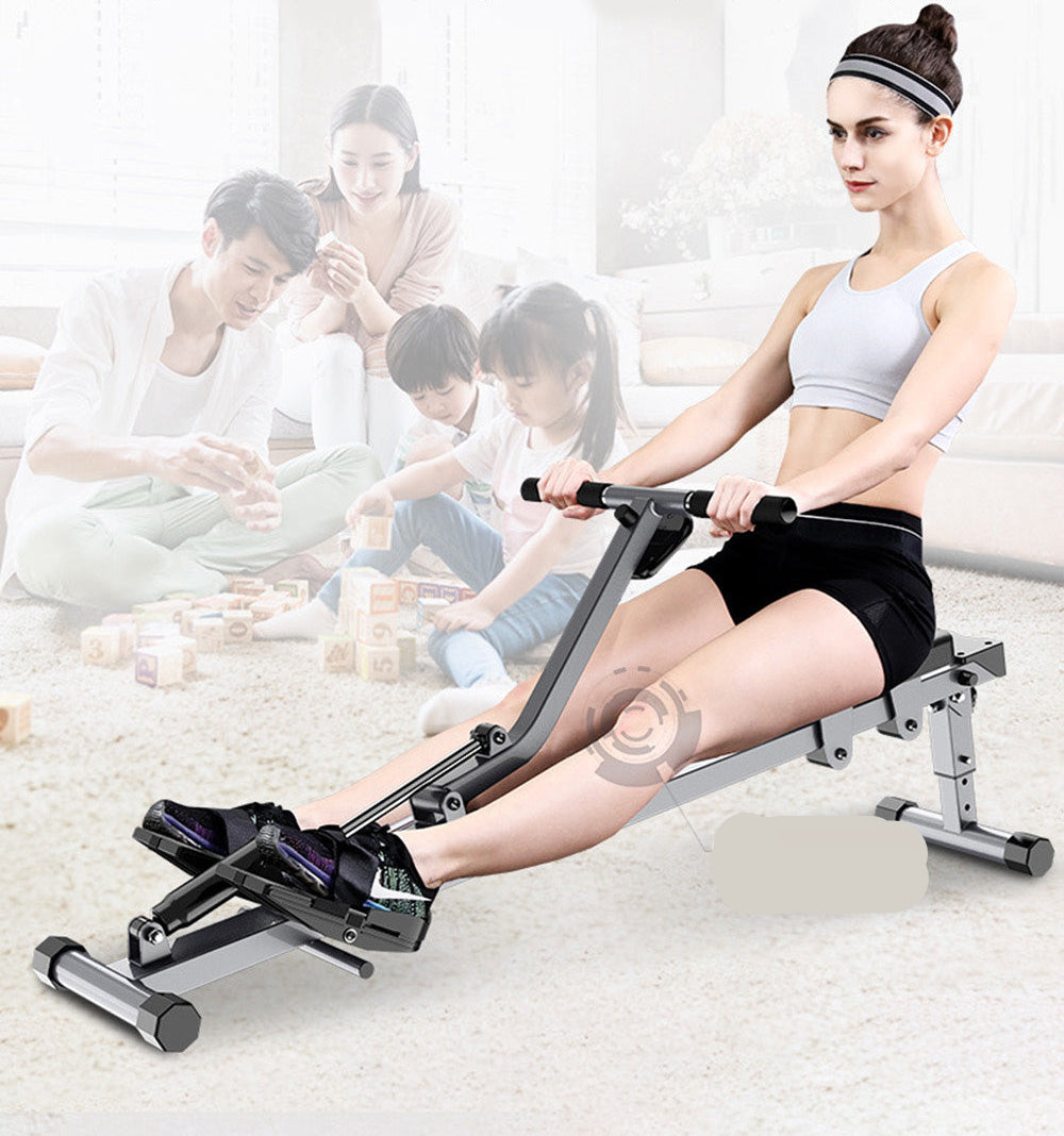 Folding Mute Single Bar Rowing Machine Rower Exercise for Home Cardio Workouts