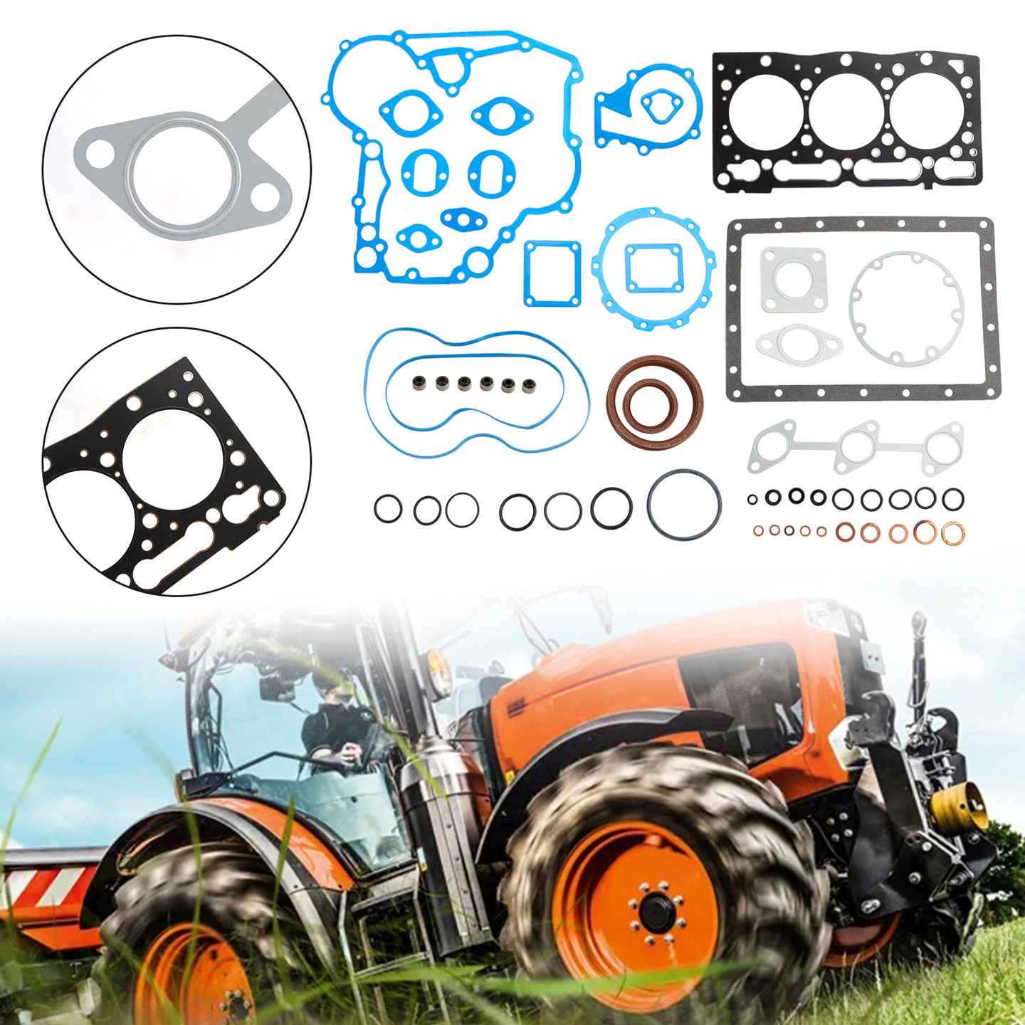 Fits For Kubota D1105 Engine Complete Cylinder Head Gasket Kit Set US