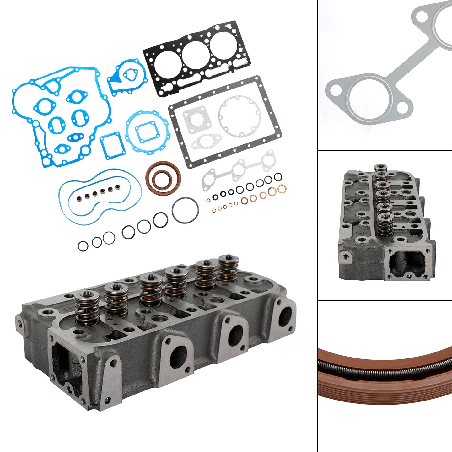Complete Cylinder Head Kit for Kubota D1105 Engine, with Full Gasket Set & Valves, Fits RTV1100, K008 & B2410