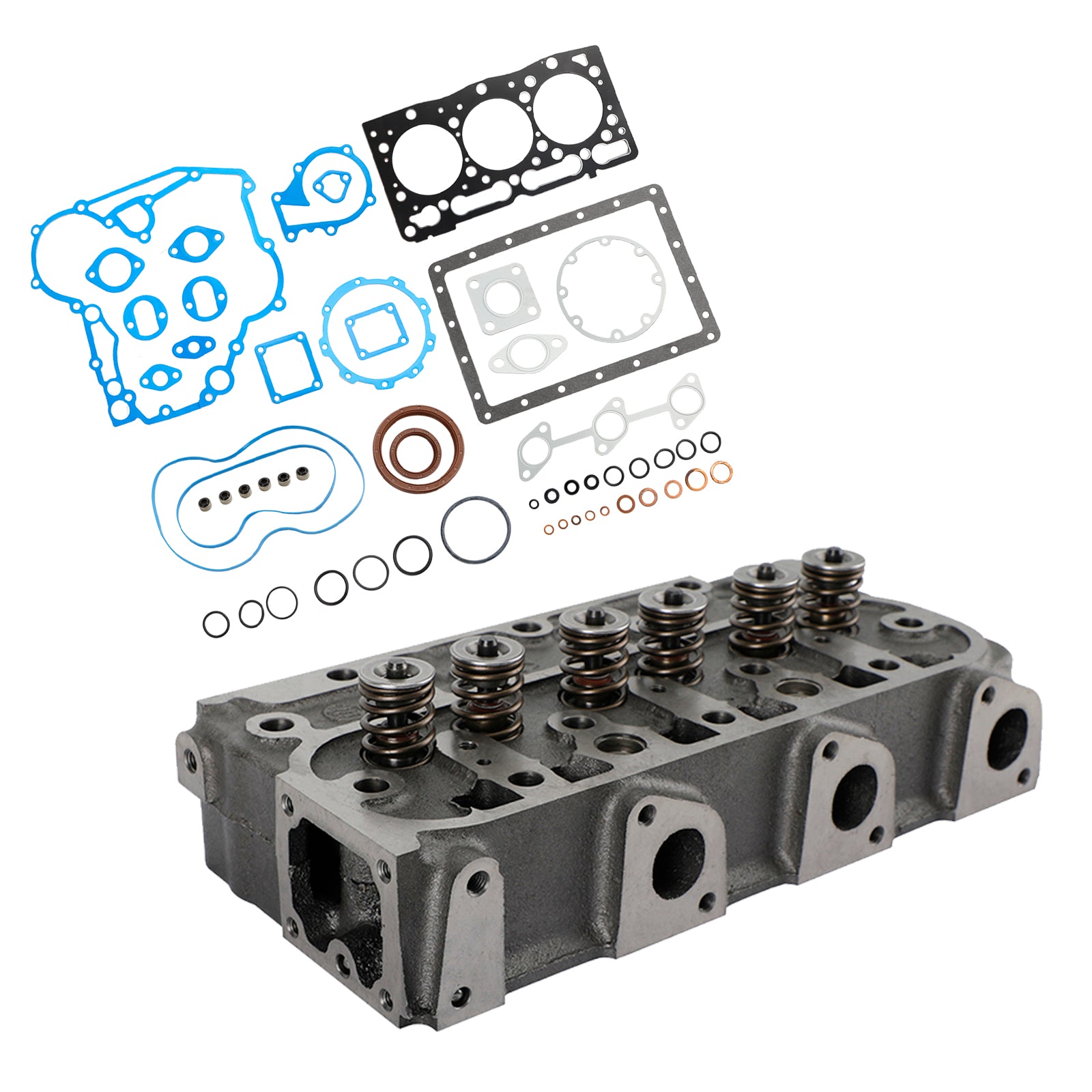 Complete Cylinder Head Kit for Kubota D1105 Engine, with Full Gasket Set & Valves, Fits RTV1100, K008 & B2410
