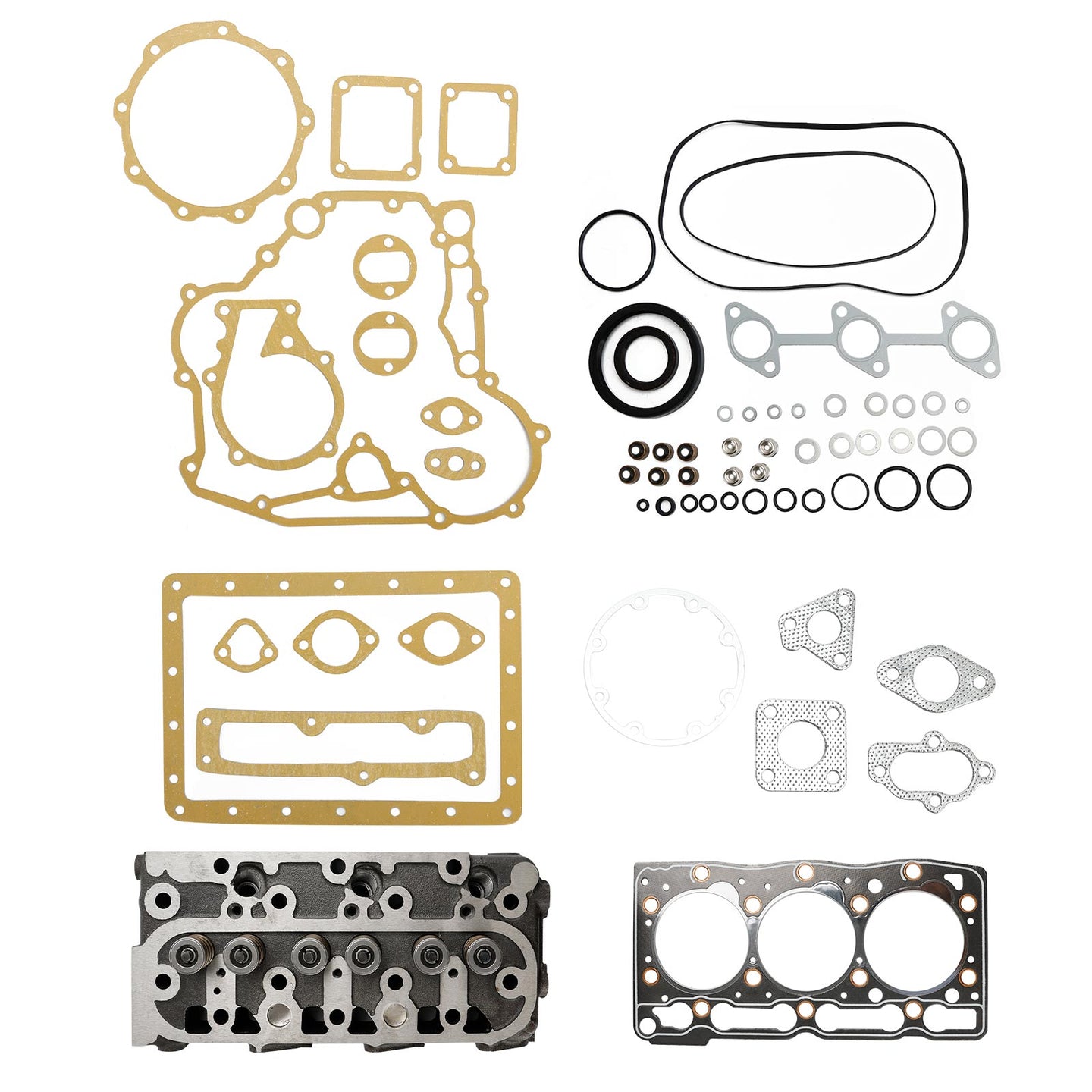 Complete Cylinder Head Assembly for Kubota D1005 Engine with Full Gasket Set, Replaces 16027-03043