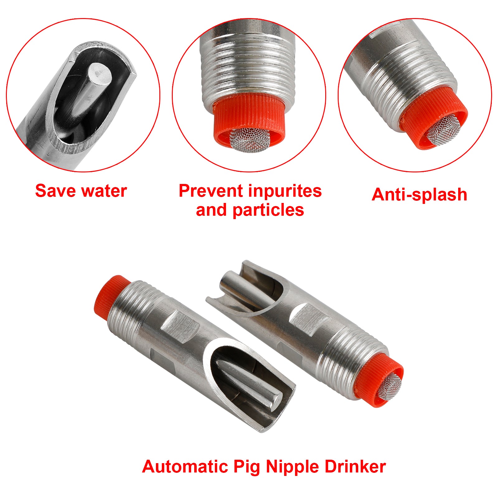 10Pcs Stainless Steel 1/2" Thread Pig Hog Automatic Nipple Drinker Waterer (Copy)