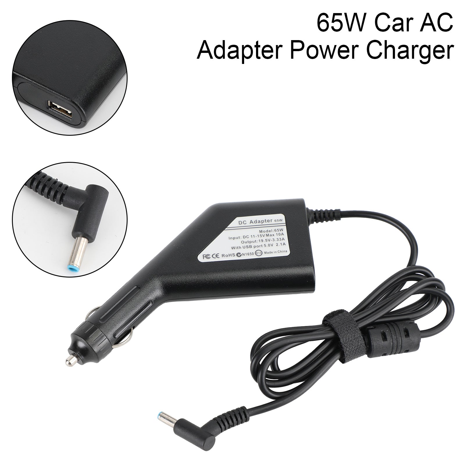 Replacement 65W HP Laptop Charger – 19.5V 3.33A Car & AC Adapter, 4.5x3.0mm