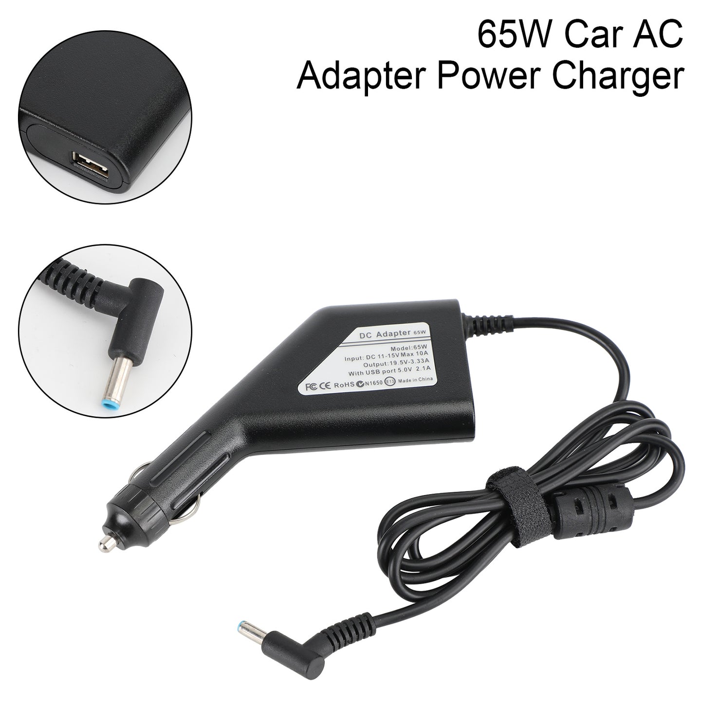 Replacement 65W HP Laptop Charger – 19.5V 3.33A Car & AC Adapter, 4.5x3.0mm