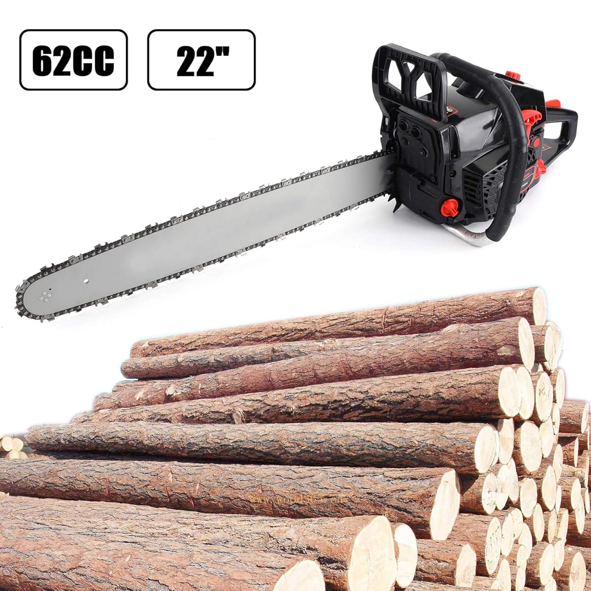 62cc Gas Chainsaw with 20-Inch Bar, 2.5kw 2-Stroke Engine for Tree Cutting & Garden Pruning