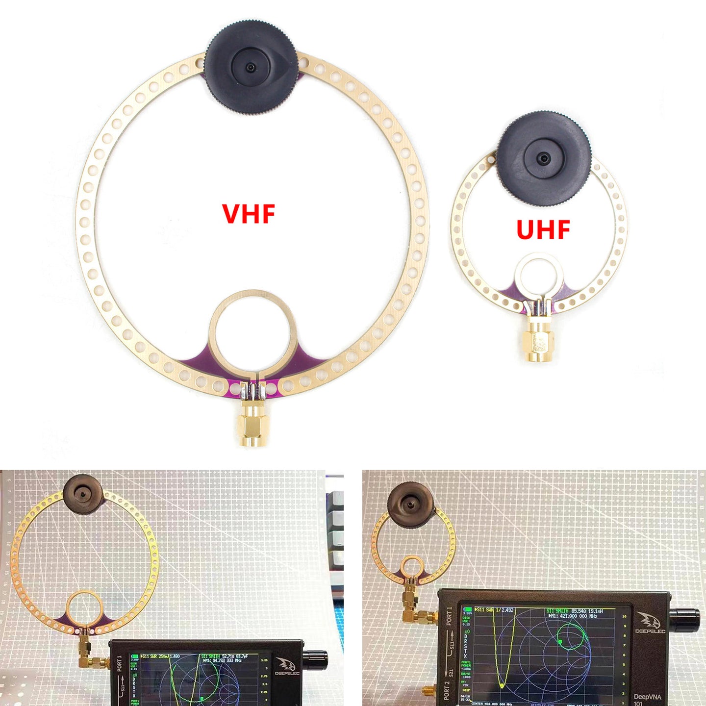 2 PCS Donut VHF UHF FM Mini Loop Antenna 400M-470MHz 80M-150MHz SMA Loop Antenna