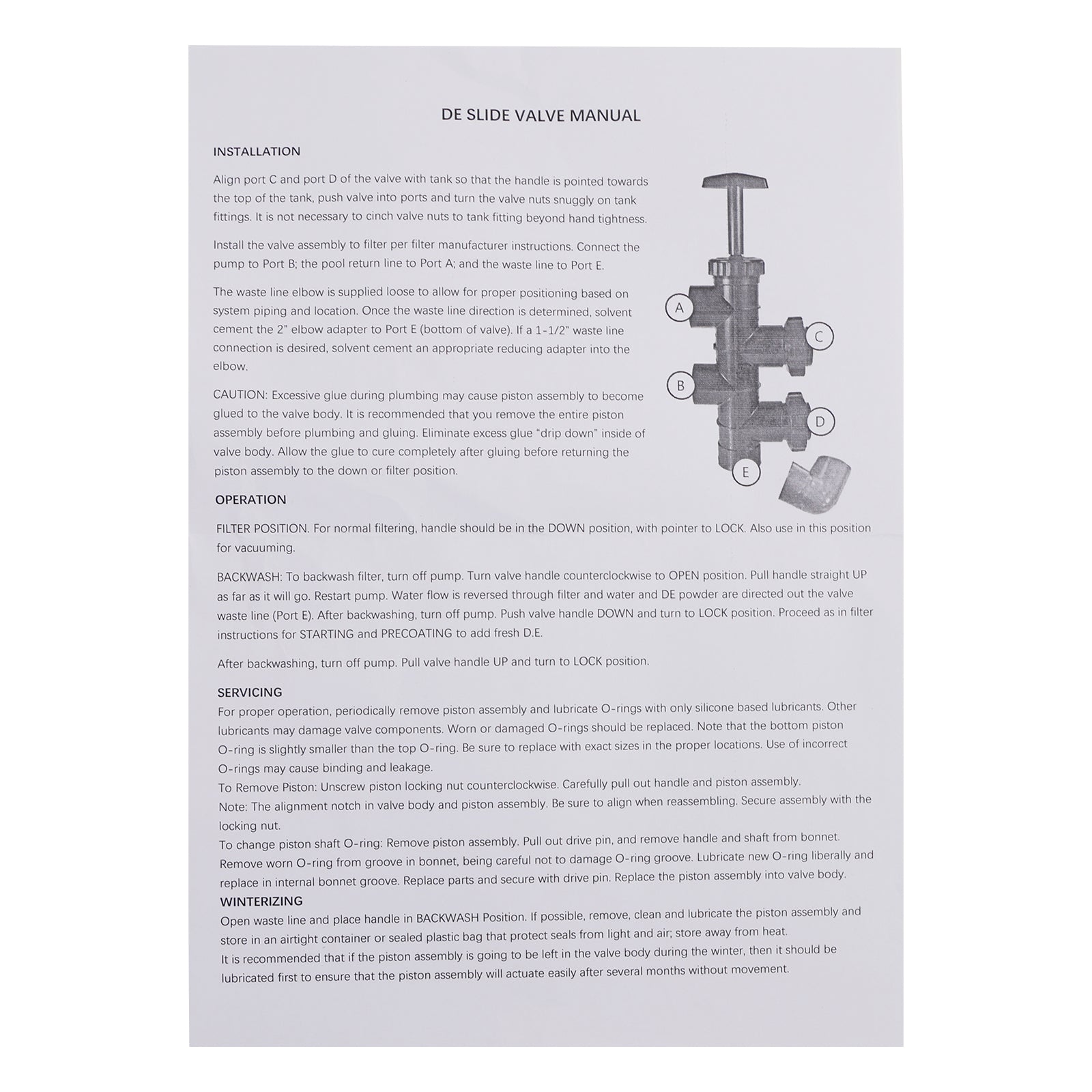 SP0410X502S 2" Slide Valve Assembly for Hayward Pro-Grid/Micro-Clear D.E.Filters