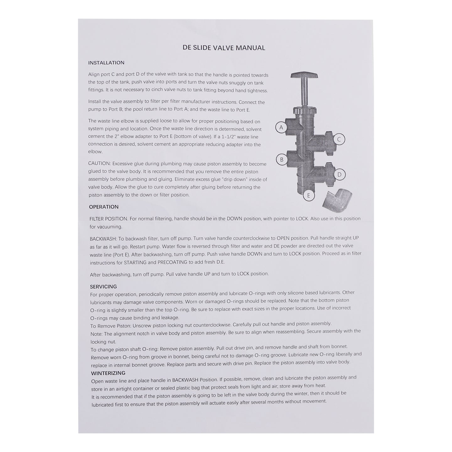 SP0410X502S 2" Slide Valve Assembly for Hayward Pro-Grid/Micro-Clear D.E.Filters