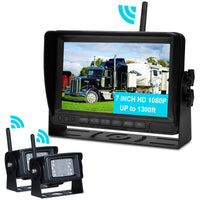7inch Display AHD 1080P Wireless 2CH Rear View Backup Camera Kit for Truck Trailer