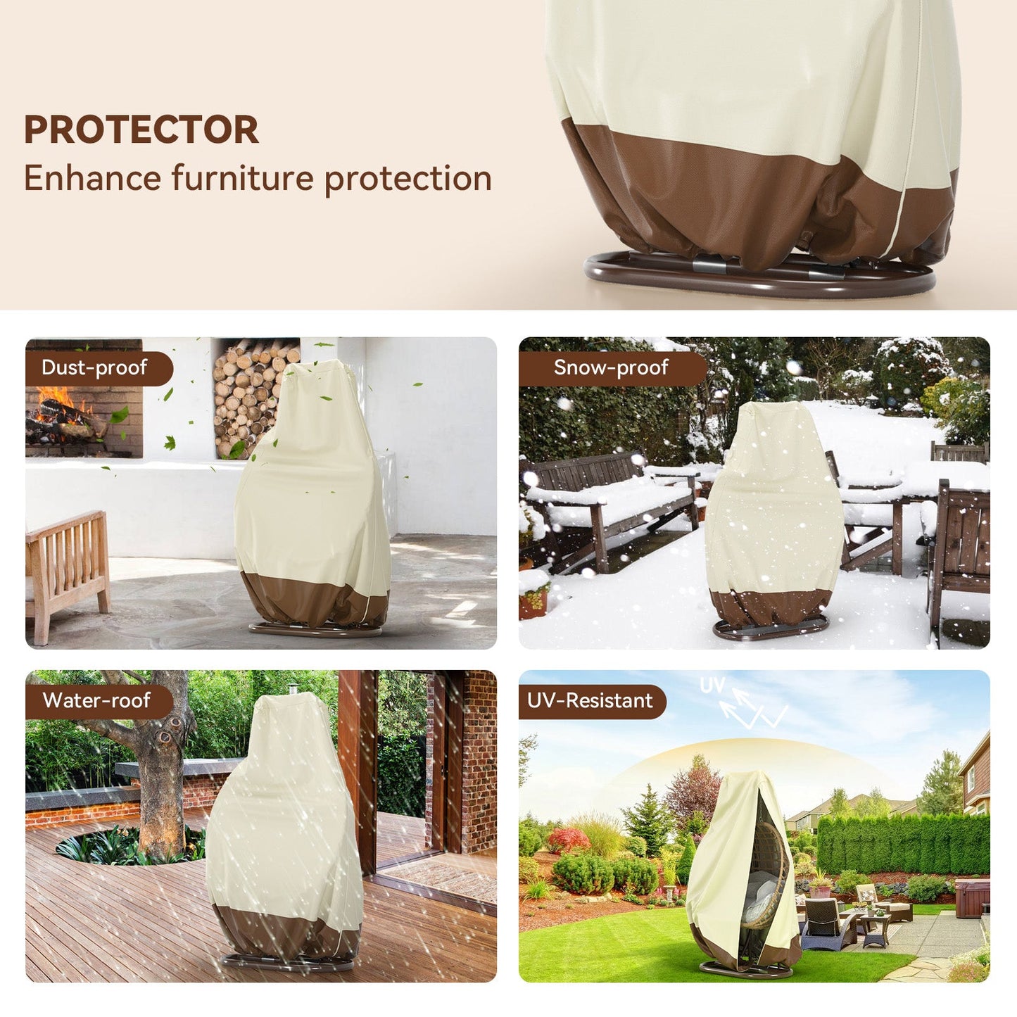 Patio Egg Chair Cover For Hanging Outdoor Double Wicker Egg Swing Covers Waterproof 232X203cm