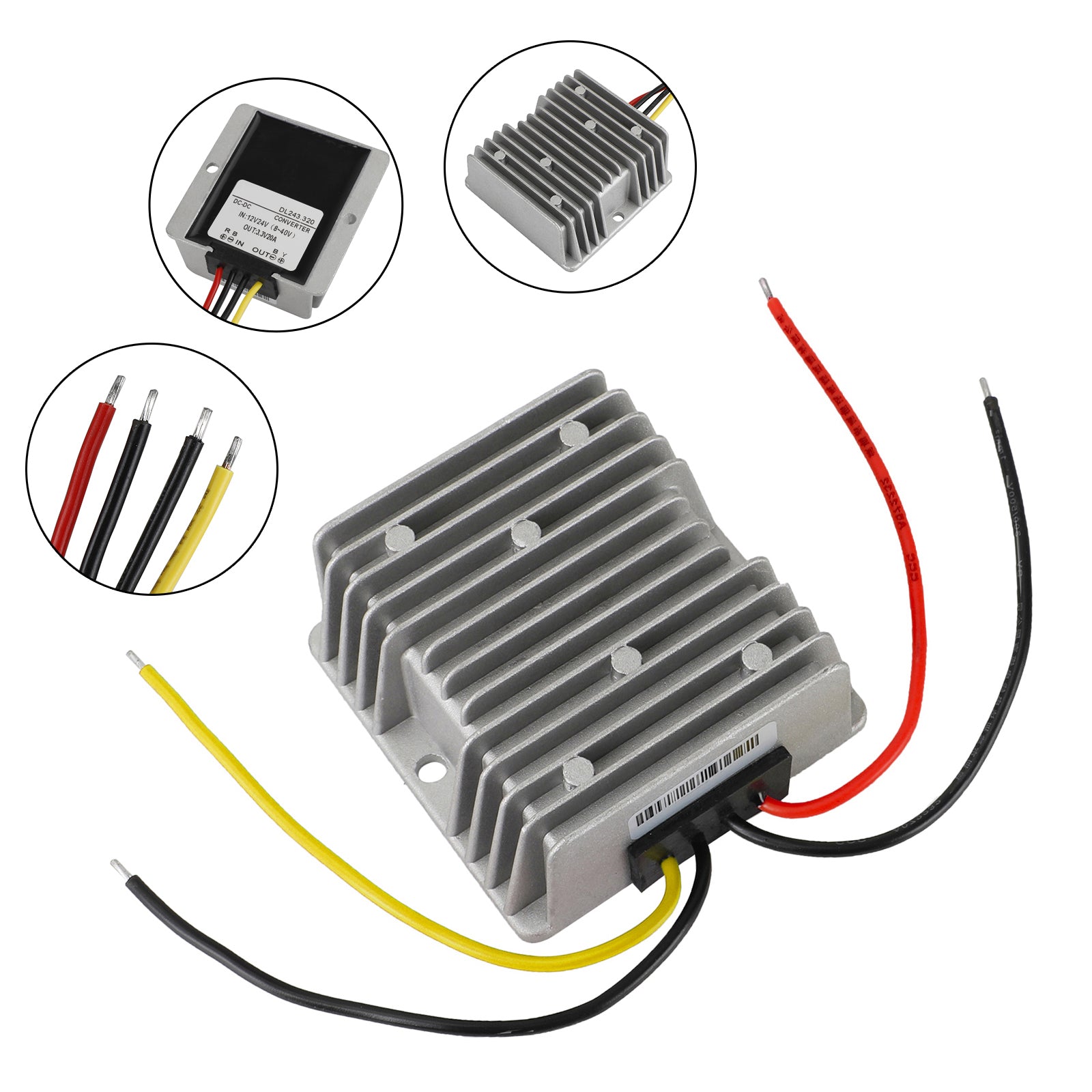 DC Voltage Regulator Buck Converter DC 12/24V To 3.3V 20A 66W Step Down Reducer