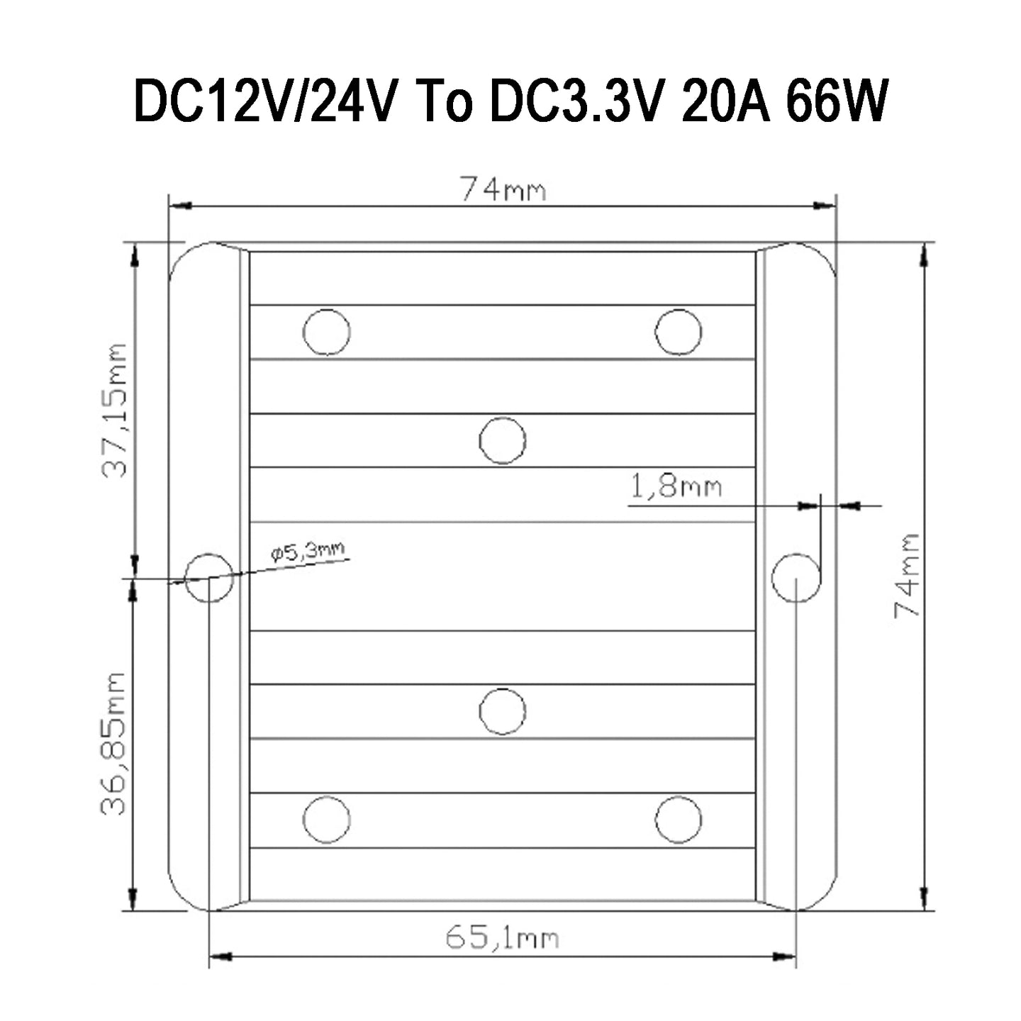 DC Voltage Regulator Buck Converter DC 12/24V To 3.3V 20A 66W Step Down Reducer
