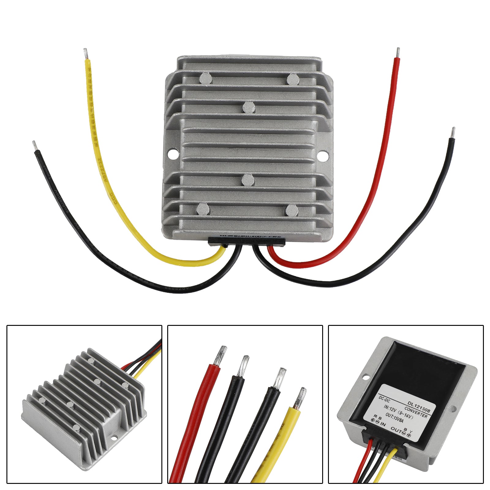 Waterproof DC/DC Converter Regulator 12V Step Up to 15V 8A 120W