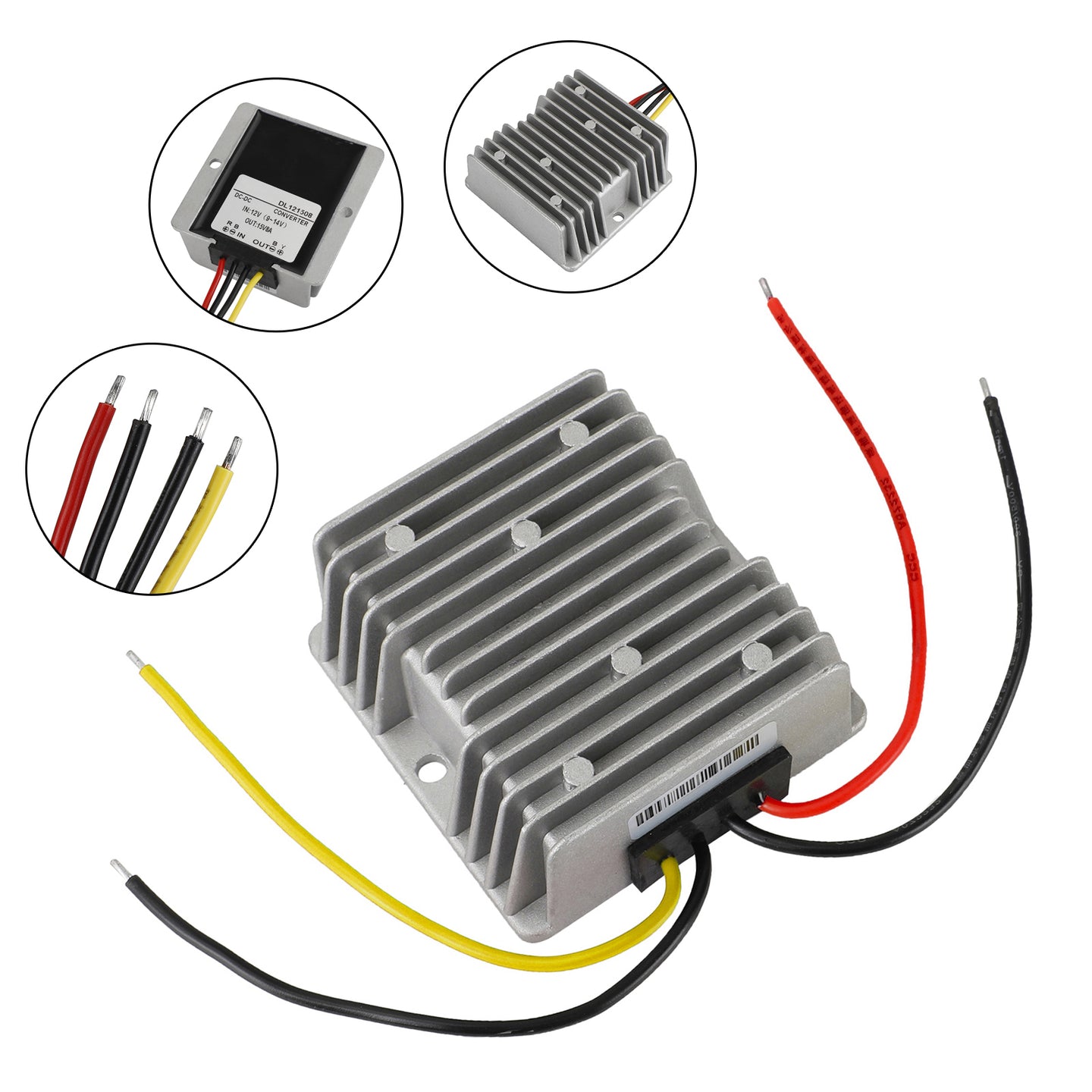 Waterproof DC/DC Converter Regulator 12V Step Up to 15V 8A 120W