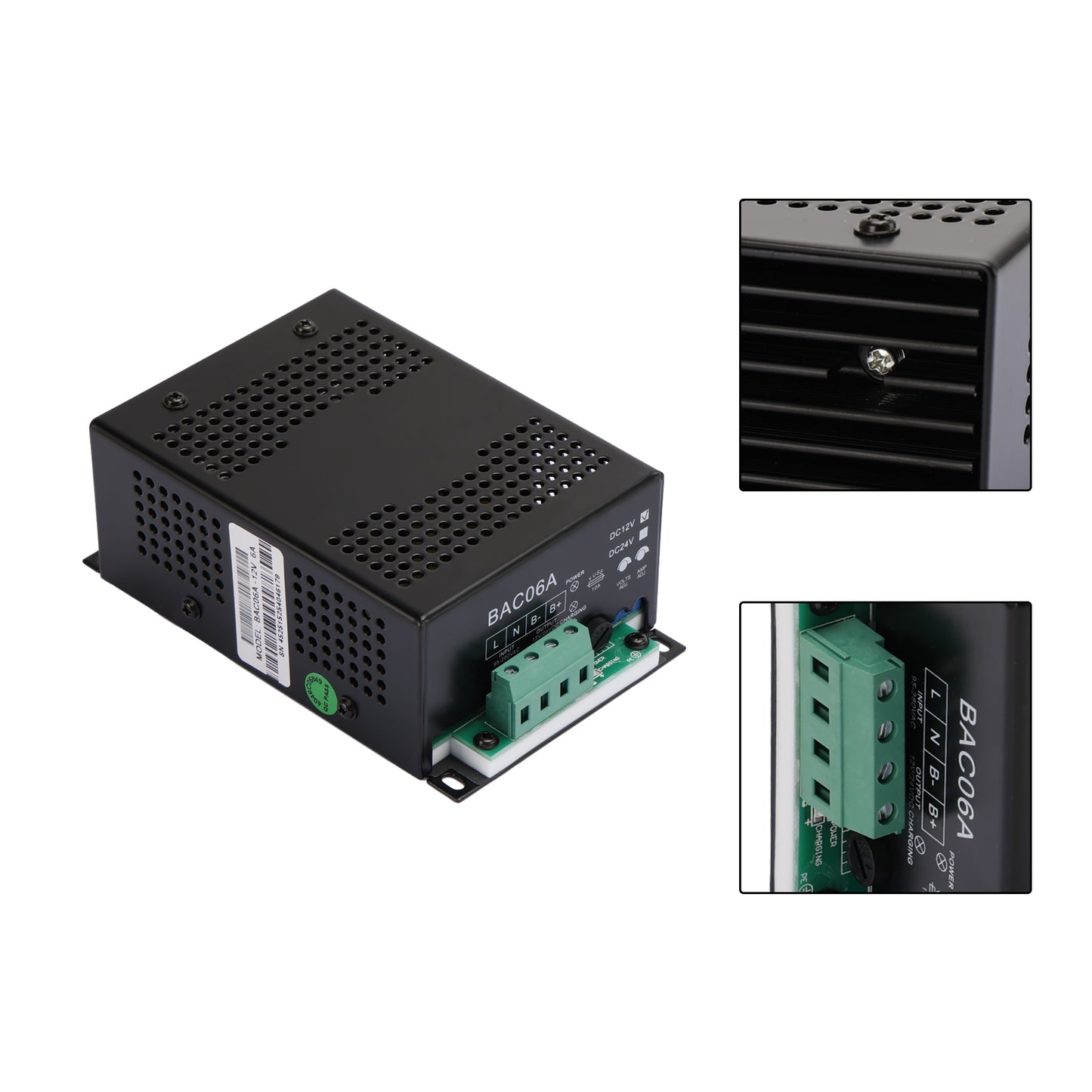 BAC06A 12V 6A Smart Battery Charger & Controller for Smartgen Generators, 2-Stage Lead-Acid Charger