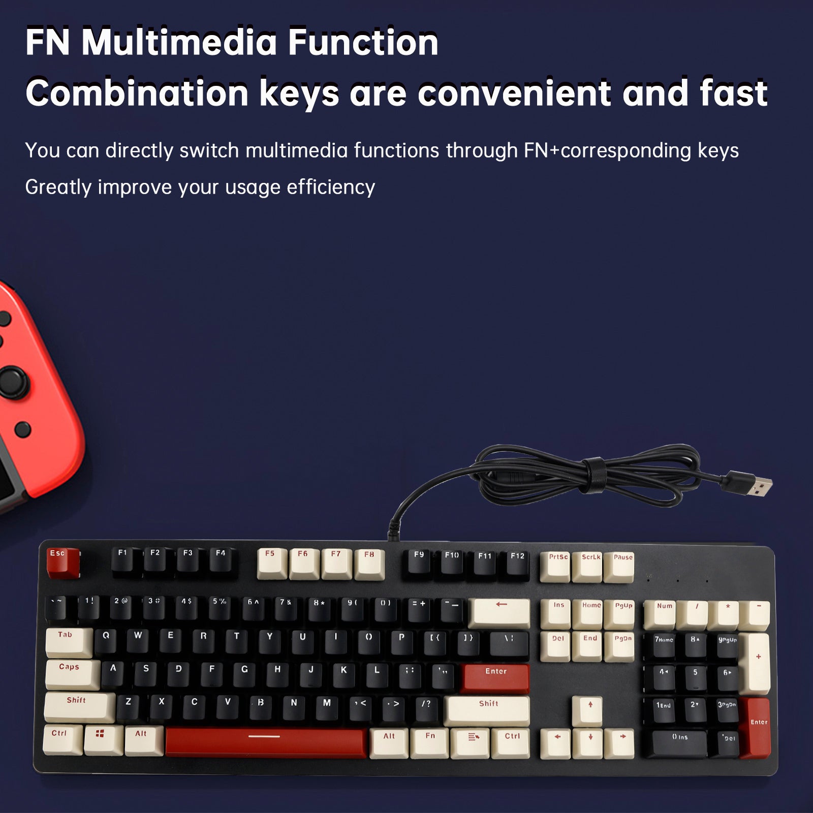 104Key Wired Mechanical Linear Switch Gaming Keyboard With Blue Switch RGB Light