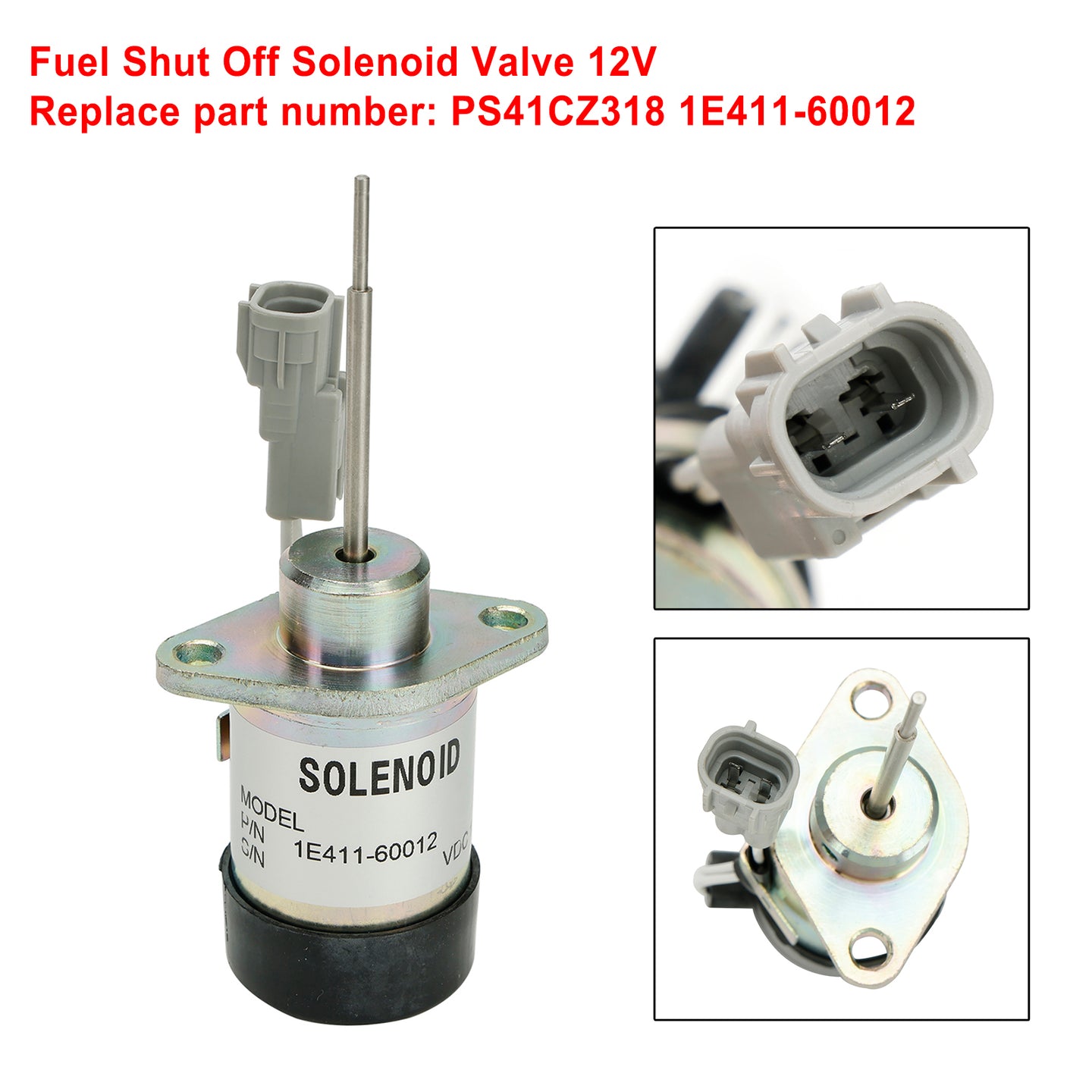 Fuel Shut Off Solenoid PS41CZ318 1E411-60012 For Kubota 325 Engine D902 Z482