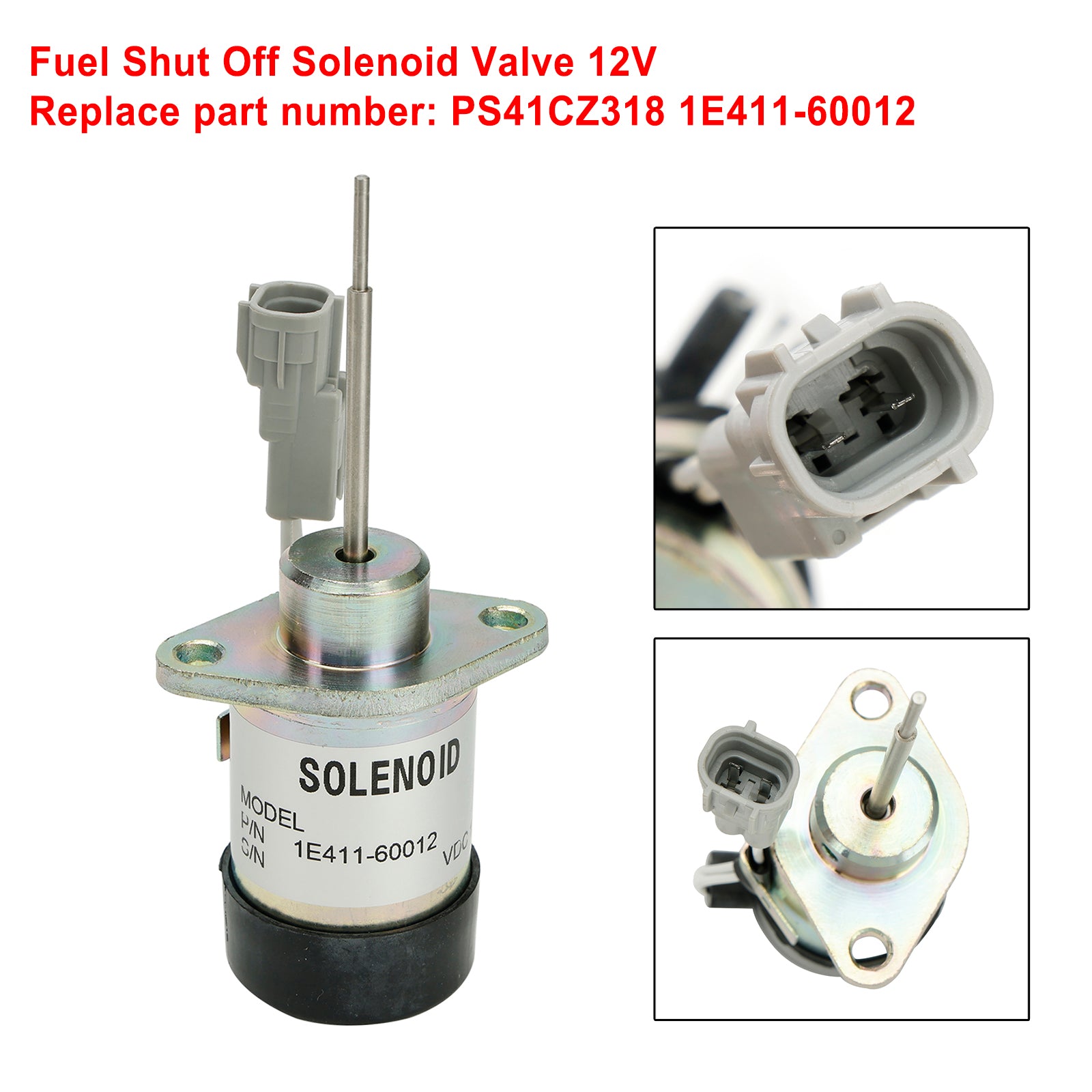 Fuel Shut Off Solenoid PS41CZ318 1E411-60012 For Kubota 325 Engine D902 Z482