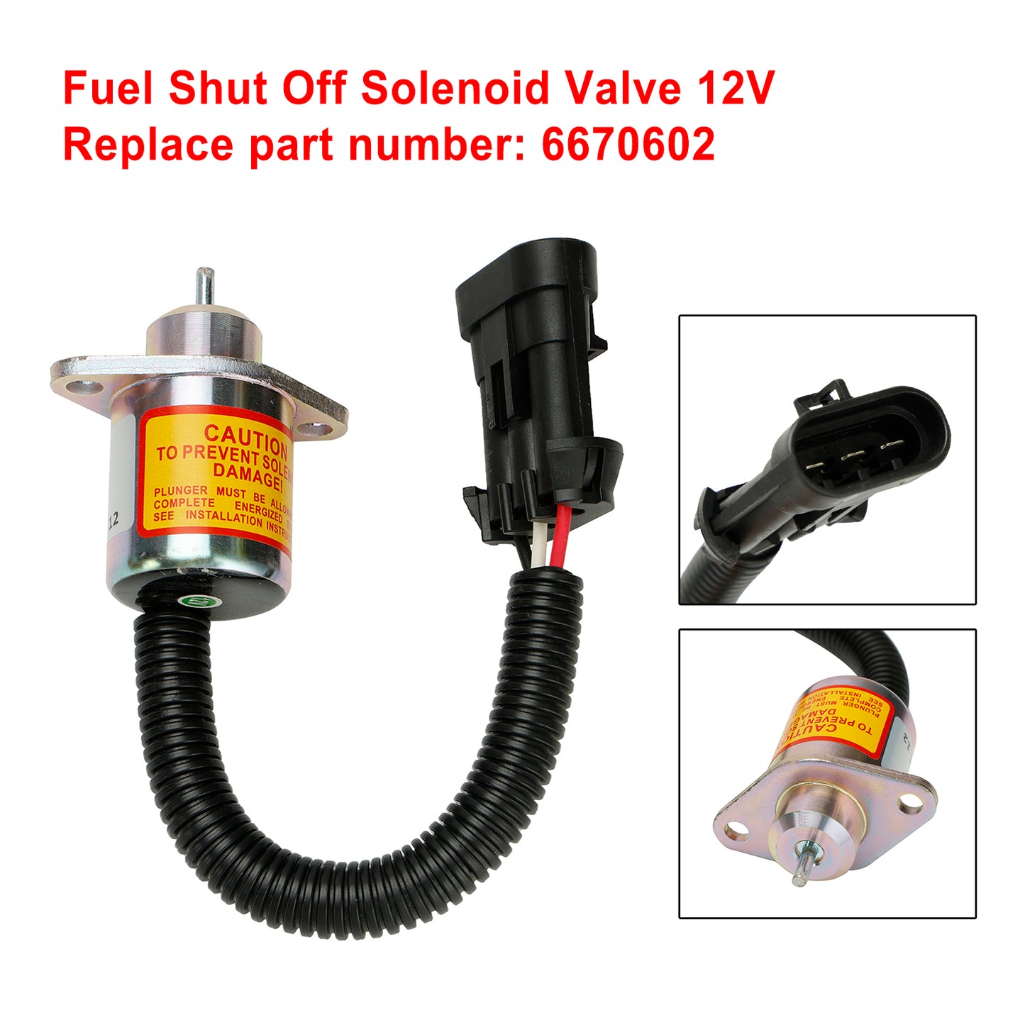 6670602 Fuel Shut Off Solenoid Valve For Bobcat Loader(s) 463 553 S70 S100 12V