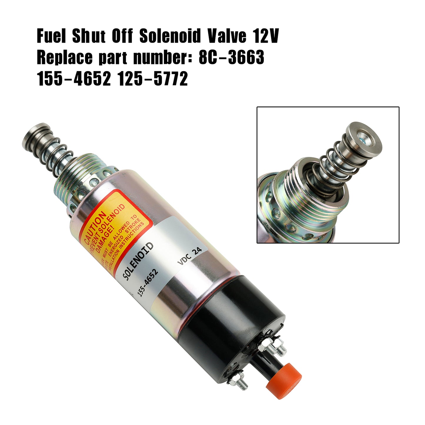 Fuel Shut Off Solenoid Valve 8C-3663 155-4652 125-5772 For CAT 3126 3114 3116