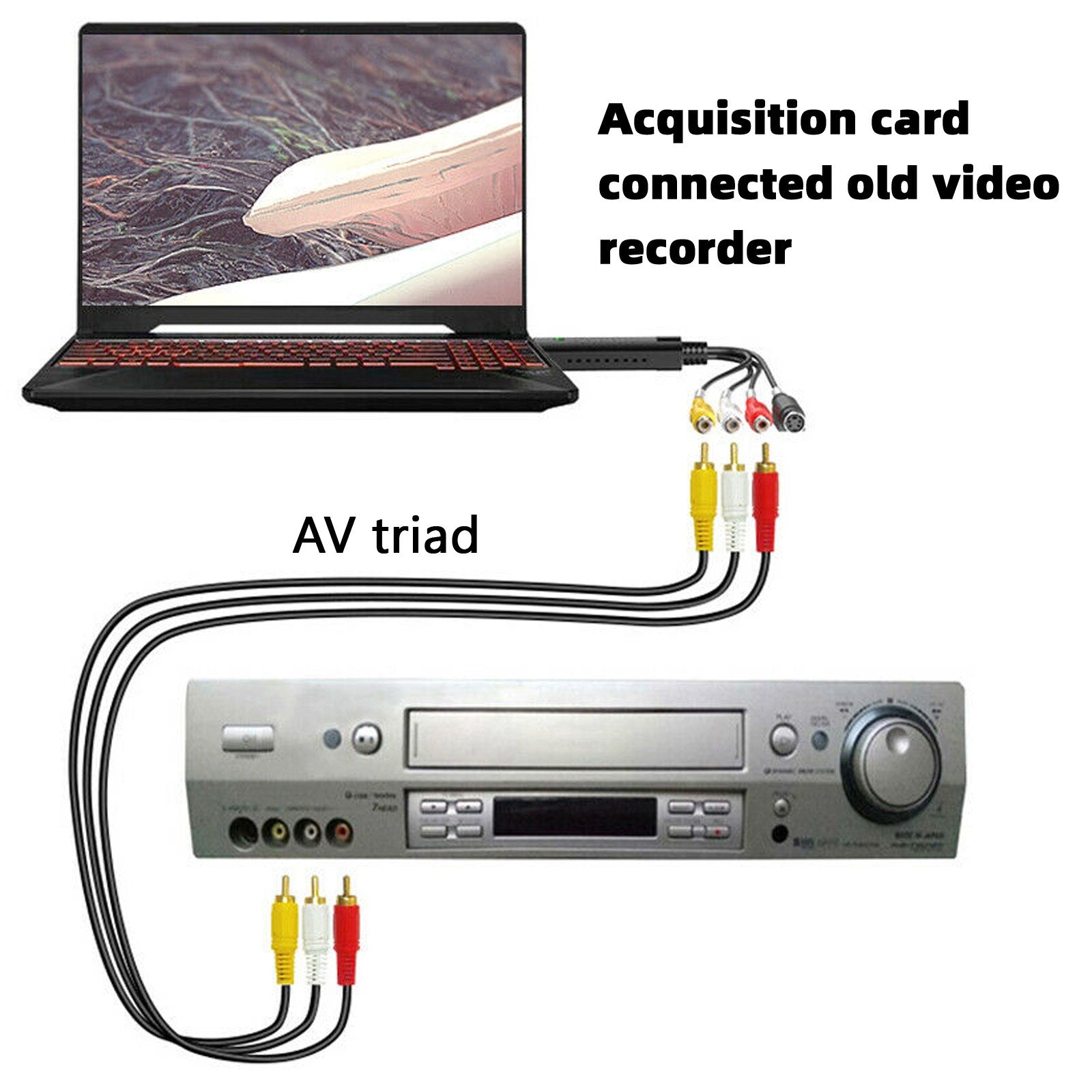 VHS to Digital Converter, USB 2.0 Video Capture Card to Convert VCR, Hi8 Tapes to DVD for PC/Windows 10