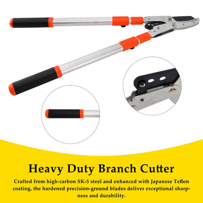 40 Inch Extendable Anvil Loppers – Heavy Duty Telescopic Tree Trimmer & Branch Cutter