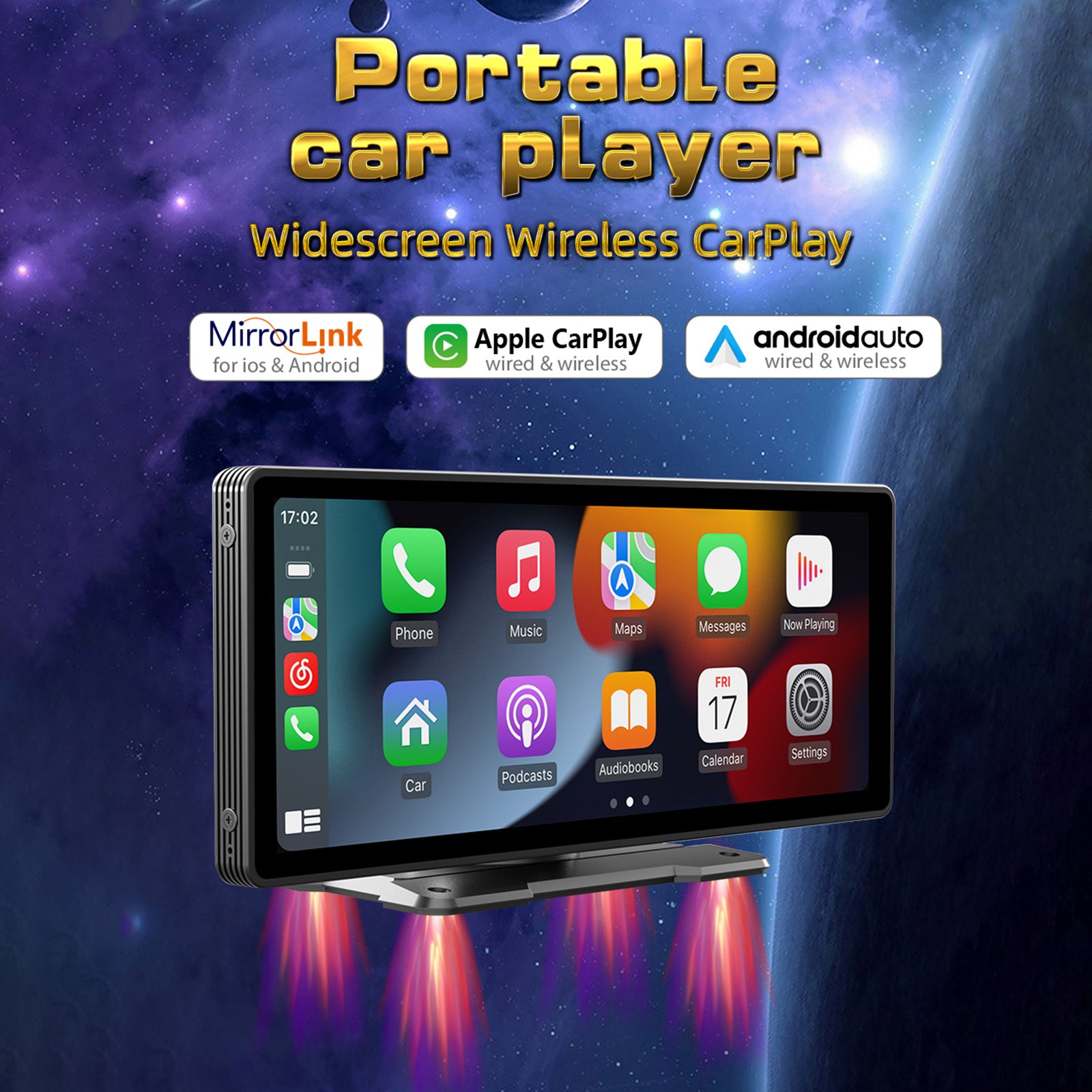 10.26inch Wireless Carplay Bluetooth Stereo Radio FM Car MP5 Player + 4 LED Camera