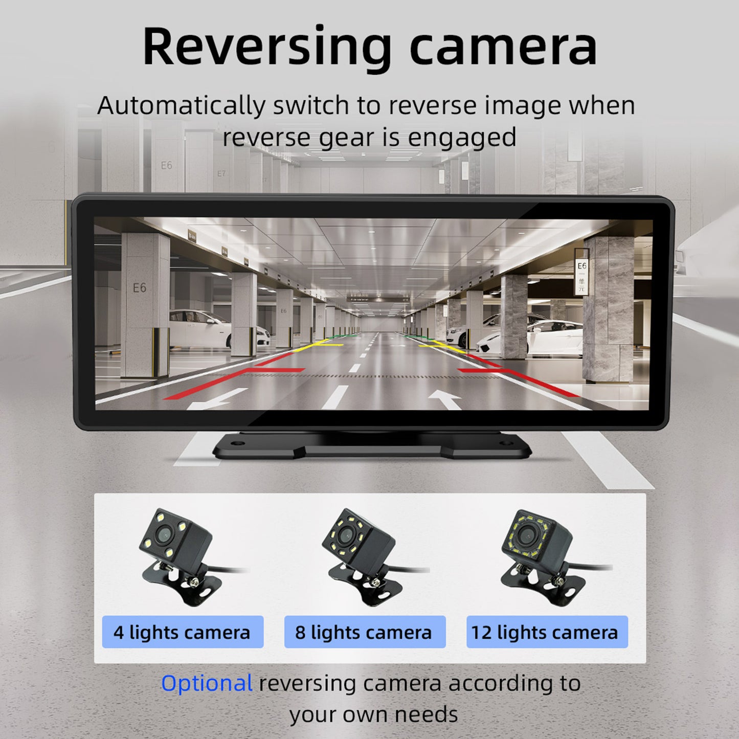 10.26inch Wireless Carplay Bluetooth Stereo Radio FM Car MP5 Player + 4 LED Camera