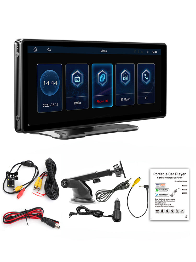 10.26inch Wireless Carplay Bluetooth Stereo Radio FM Car MP5 Player + 4 LED Camera