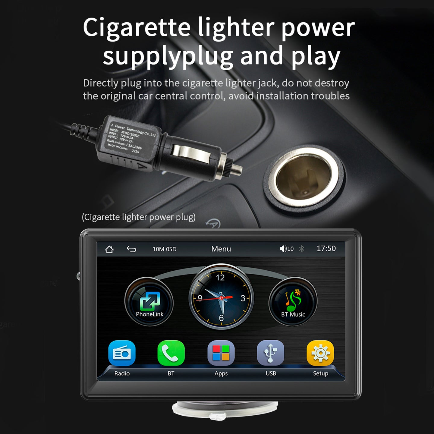 7inch Portable Wireless Carplay Car MP5 Player Bluetooth Stereo Radio 4 LED Camera