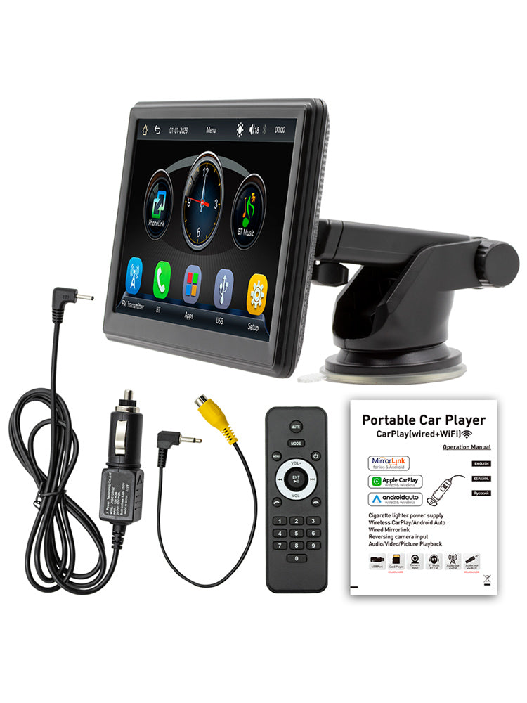 7inch Portable Wireless Carplay Car MP5 Player Bluetooth Stereo Radio 4 LED Camera
