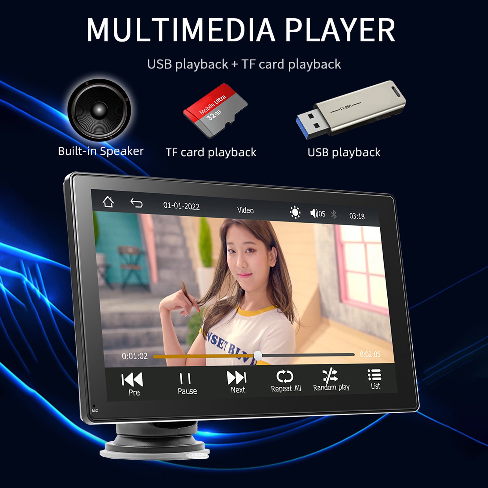 9inch  Car MP5 Player Apple Carplay/Android Auto Car Bluetooth Radio + 4 LED Camera